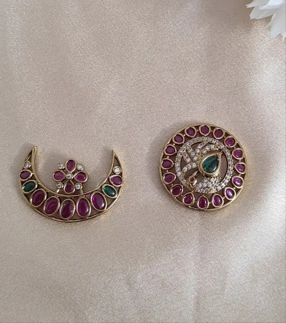 Premium kemp Stone Jada Billa Set – Sun & Moon Motif. Code - 140