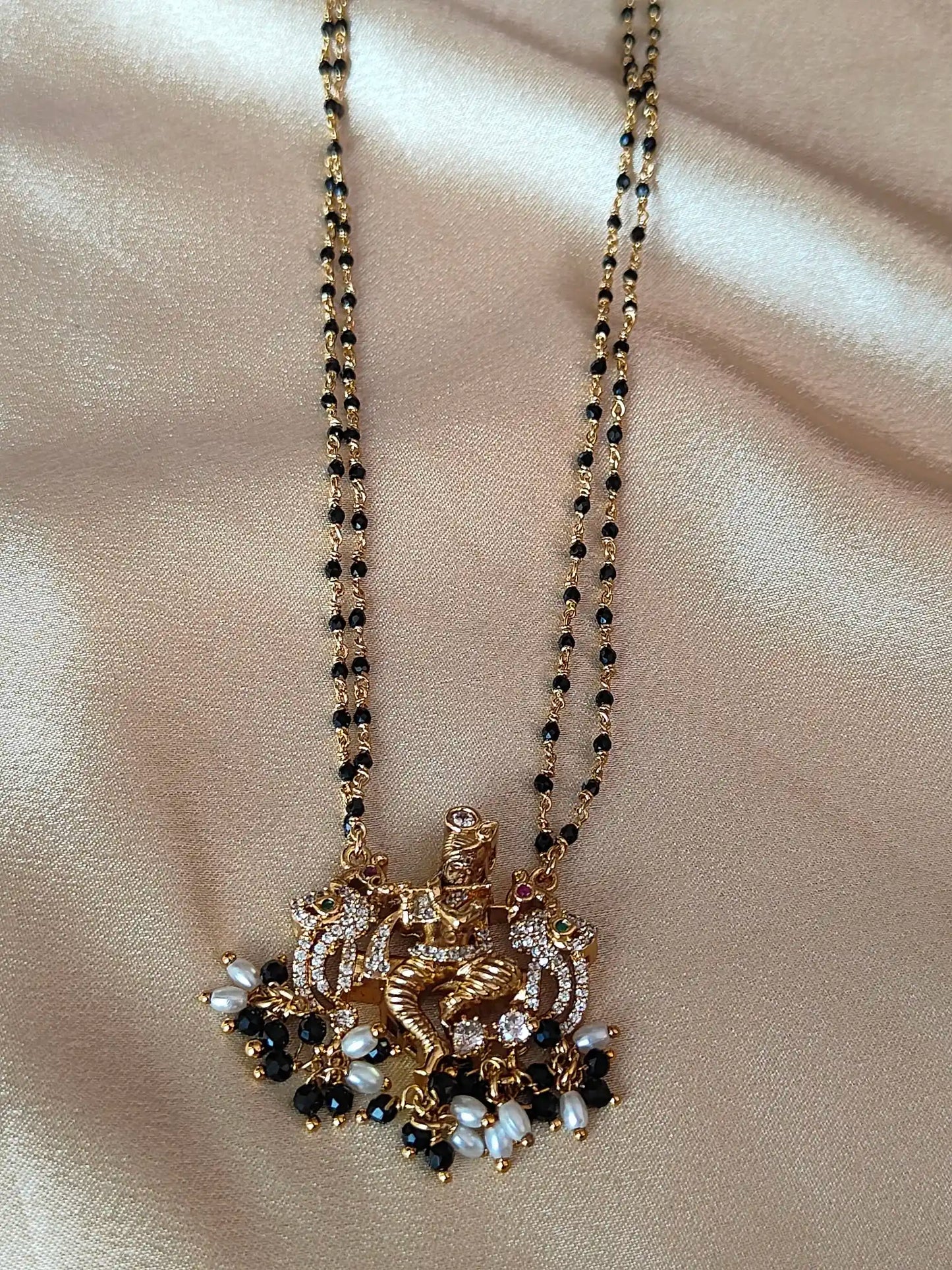 Lord Krishna Pendant Black Bead Mangalsutra code - 149