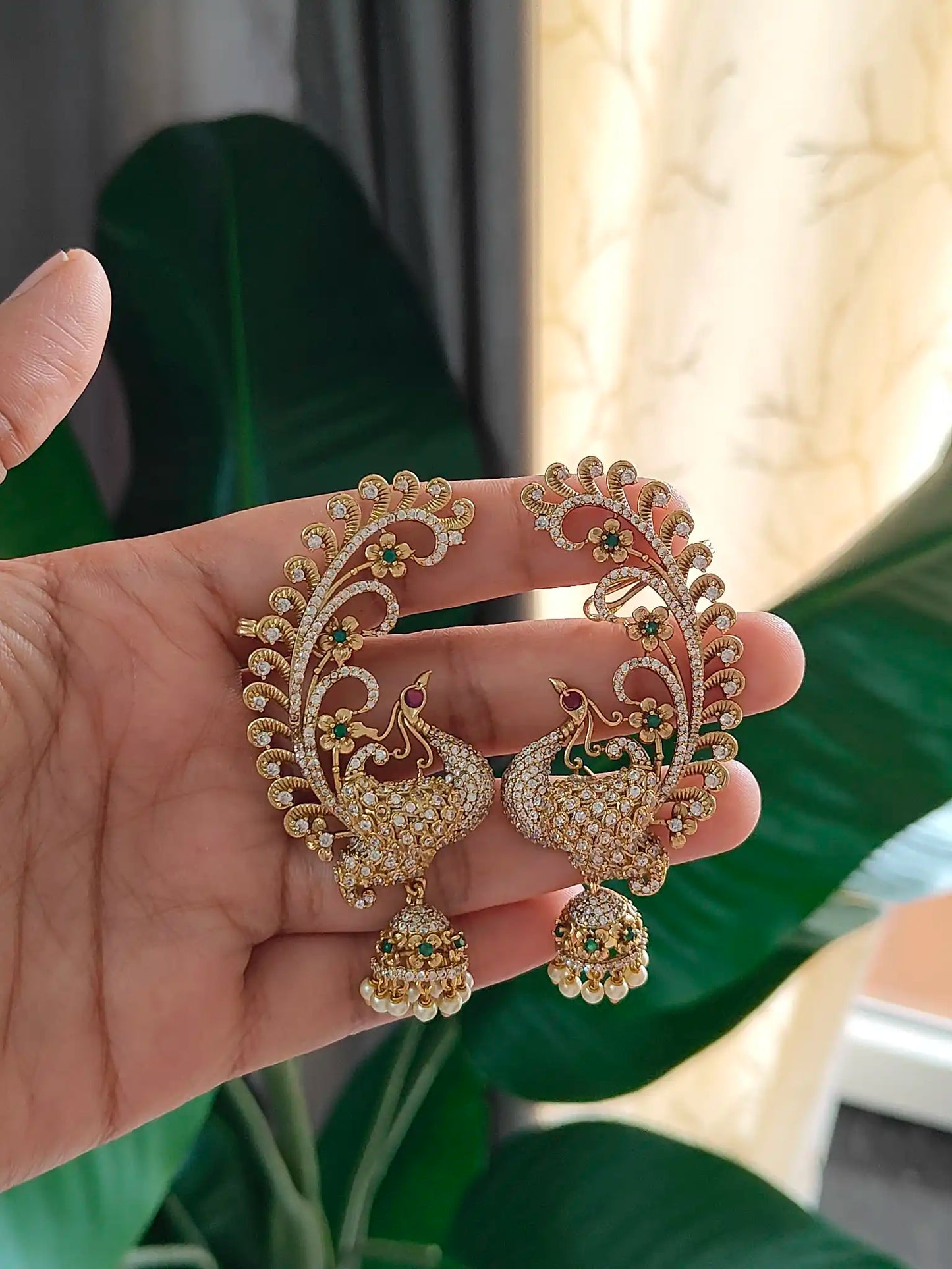Peacock Ear Cuff with Jhumka. 168