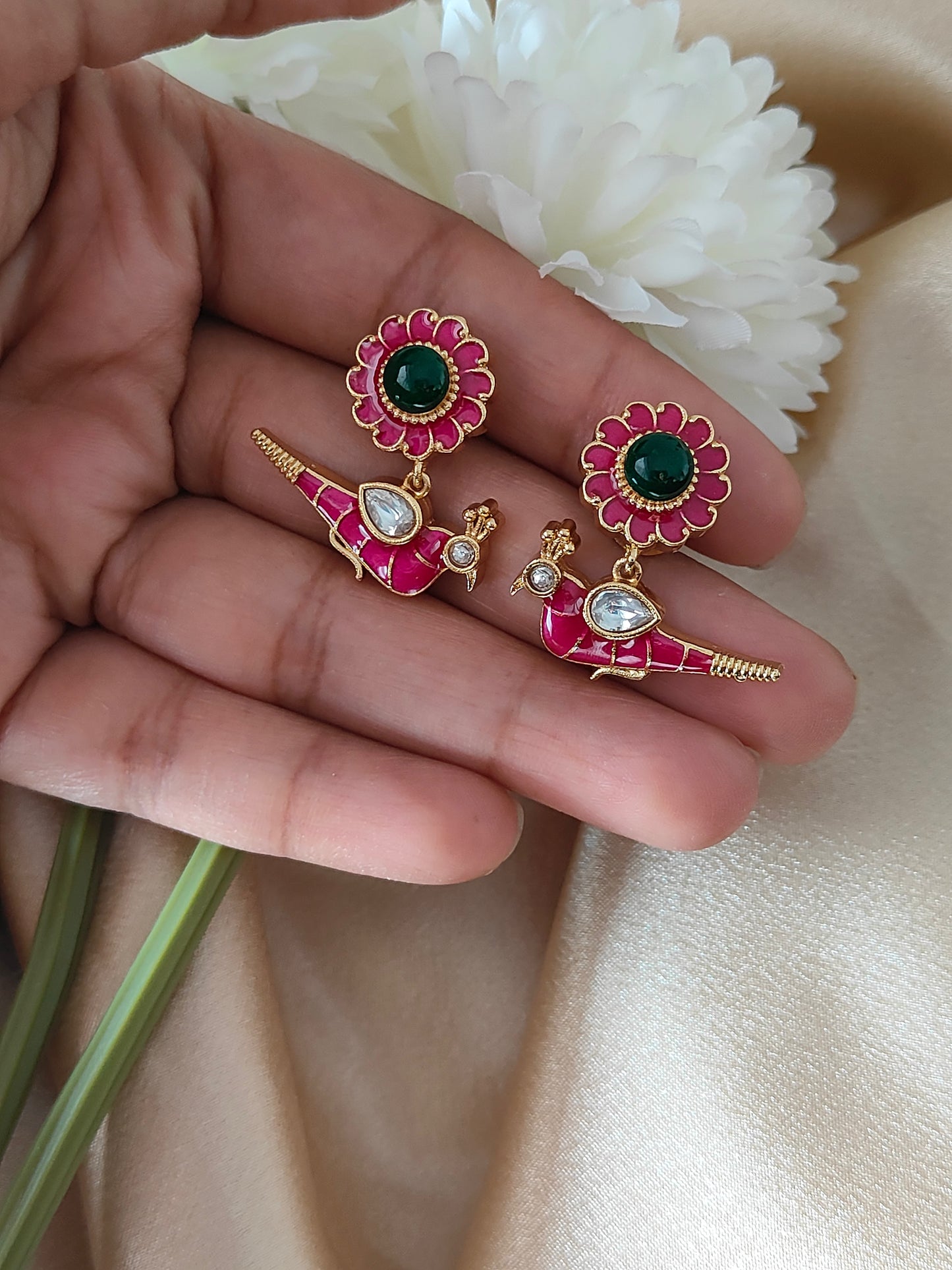 Grace in Bloom: A Regal Pink Lotus Adorned by Majestic Peacocks! C- hn0024