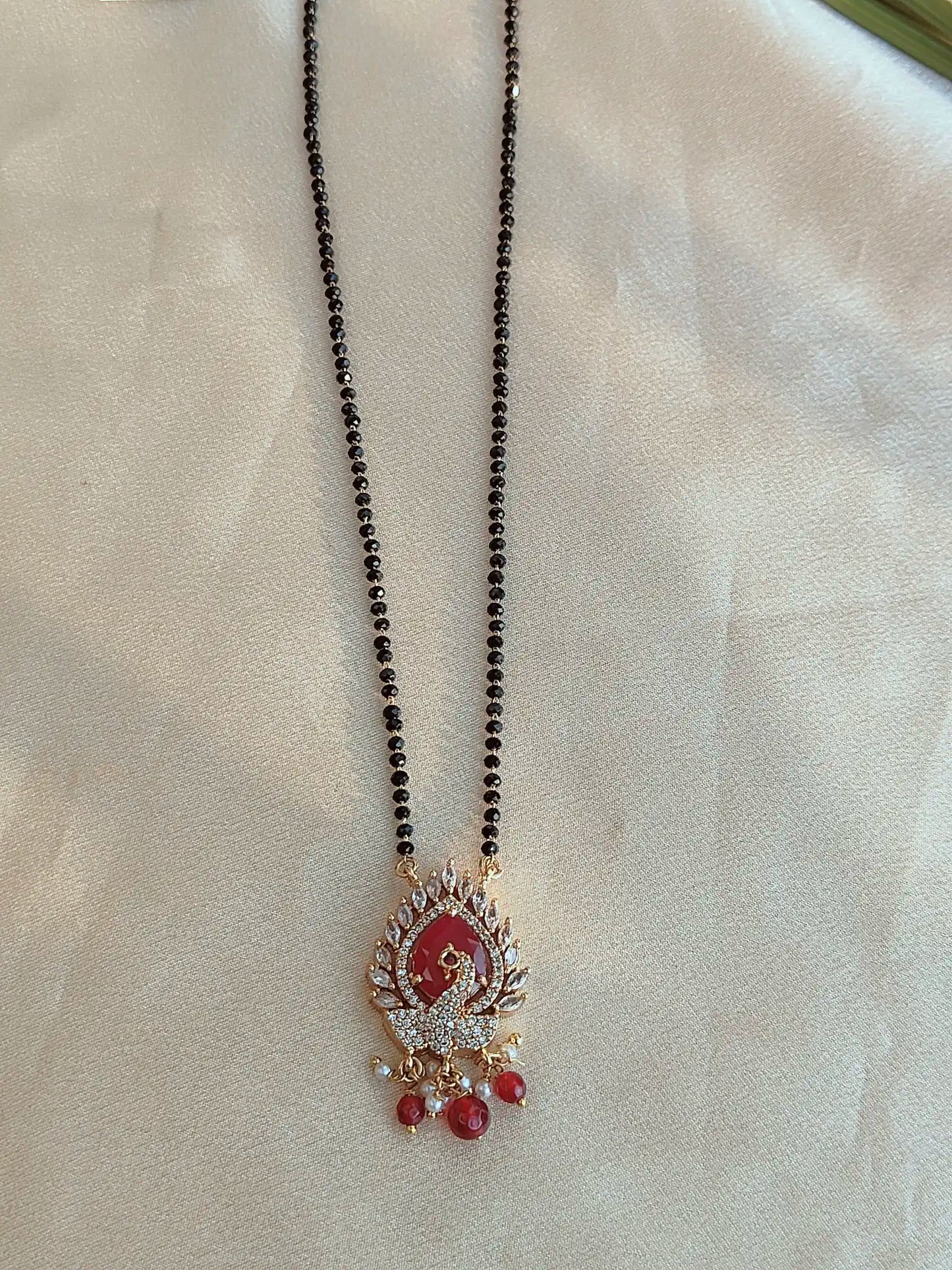 Peacock Design CZ Red Stone Mangalsutra ms0024