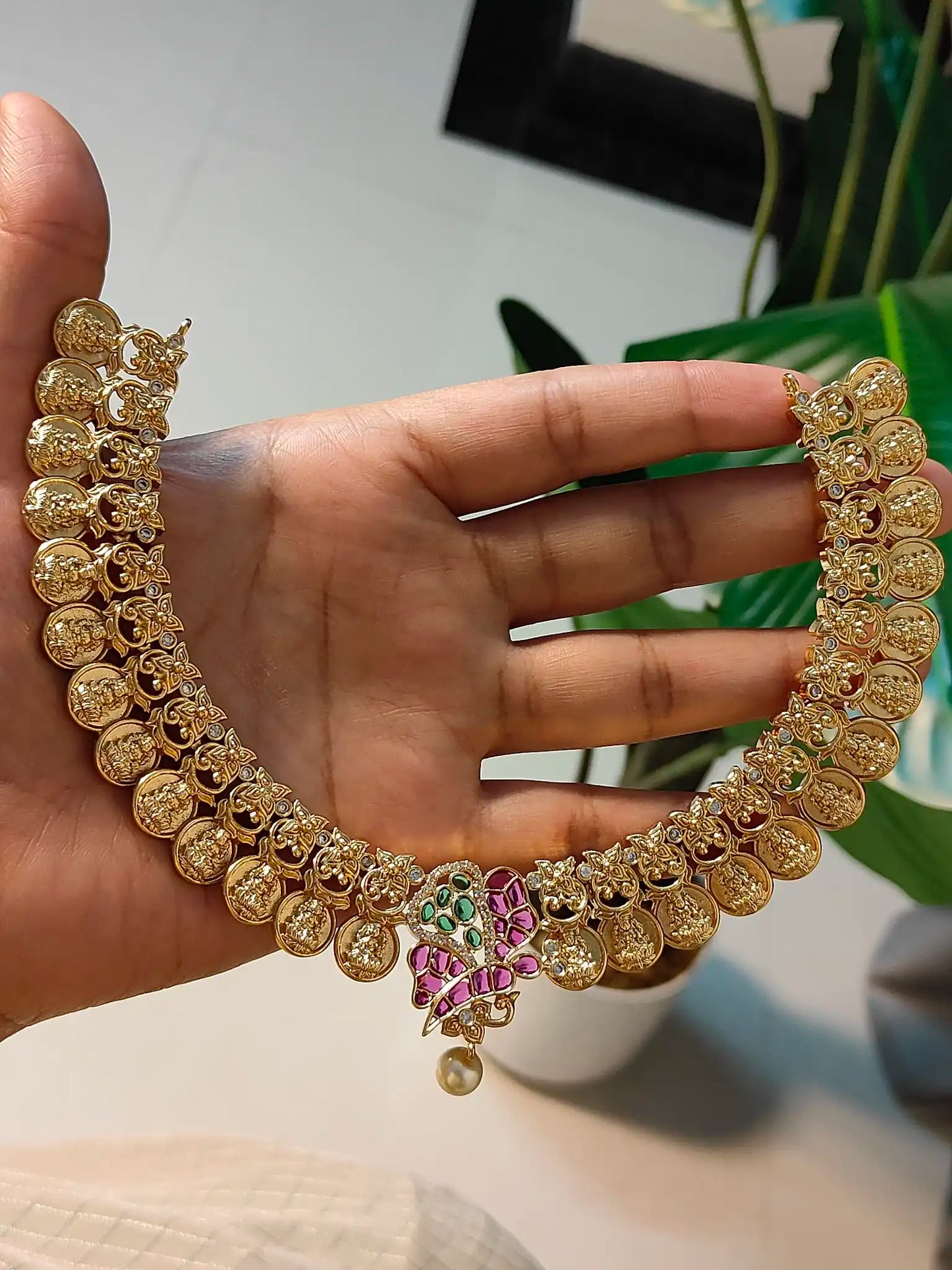Lakshmi Kasu butterfly necklace Set. Code - 171