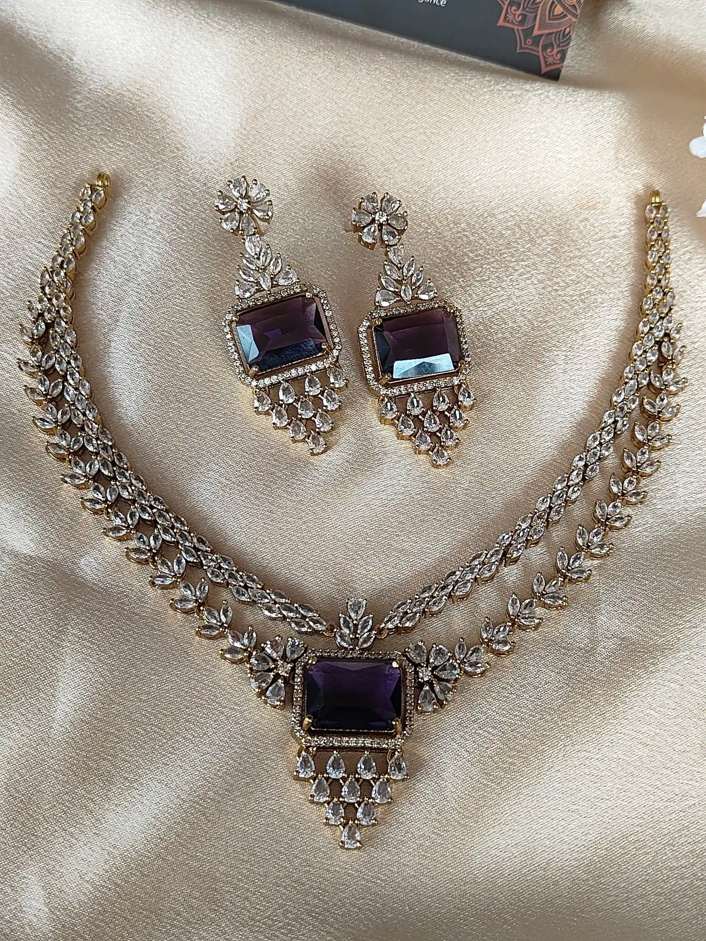 Royal AD Stone Necklace – Emerald Green & Royal Purple