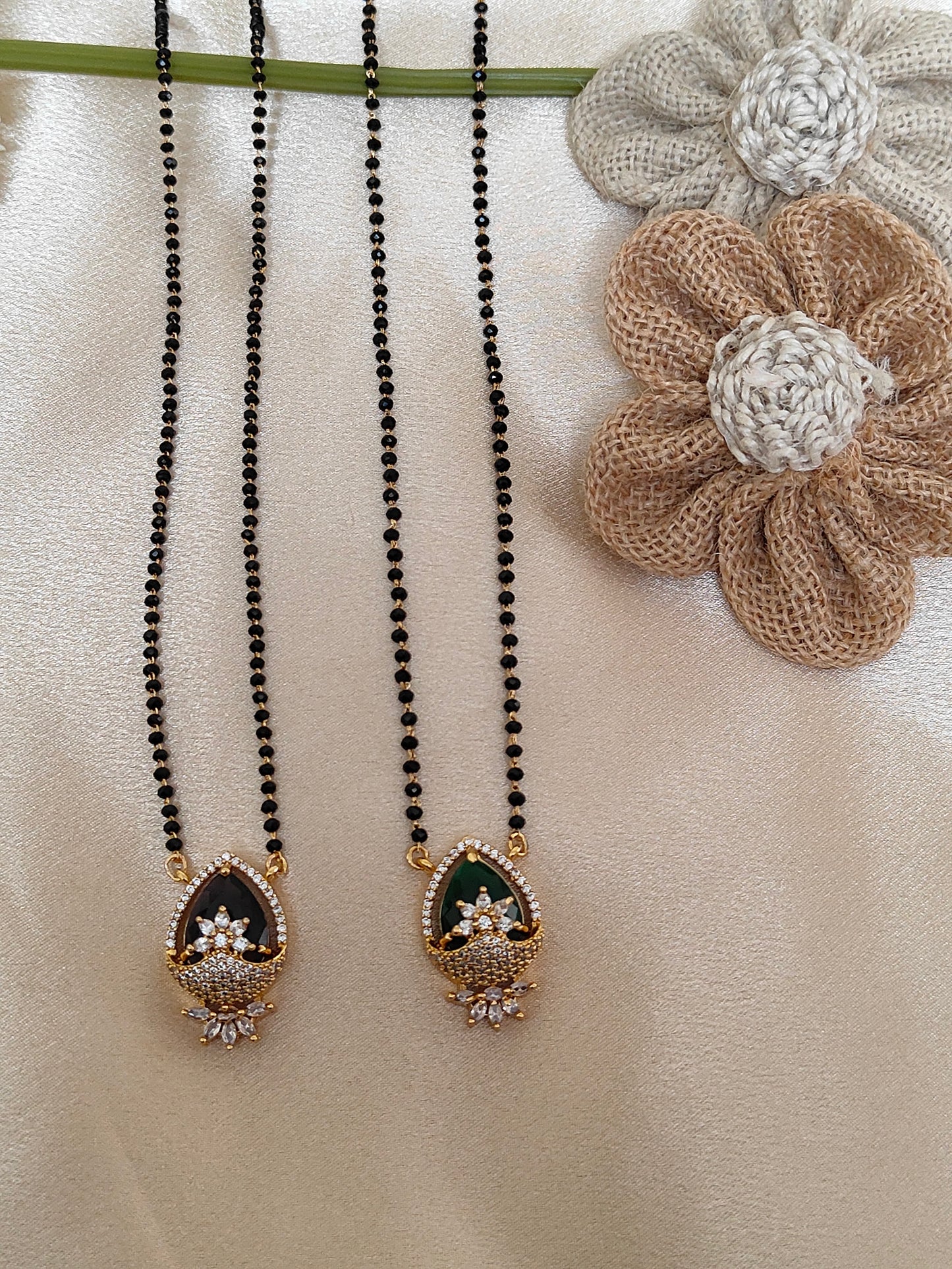 Elegant Single Stone Gold-Plated Mangalsutra ms0022