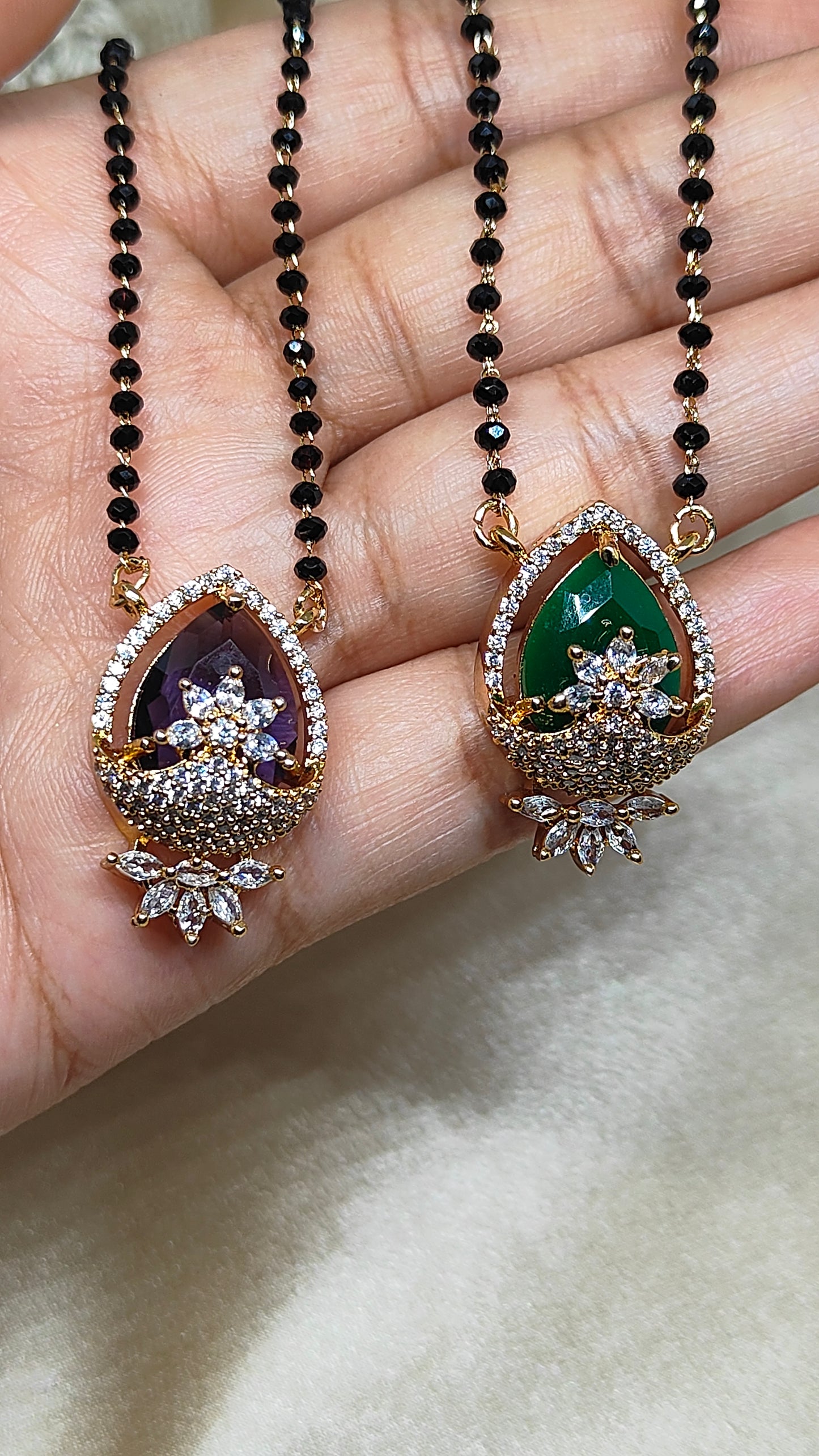 Elegant Single Stone Gold-Plated Mangalsutra ms0022