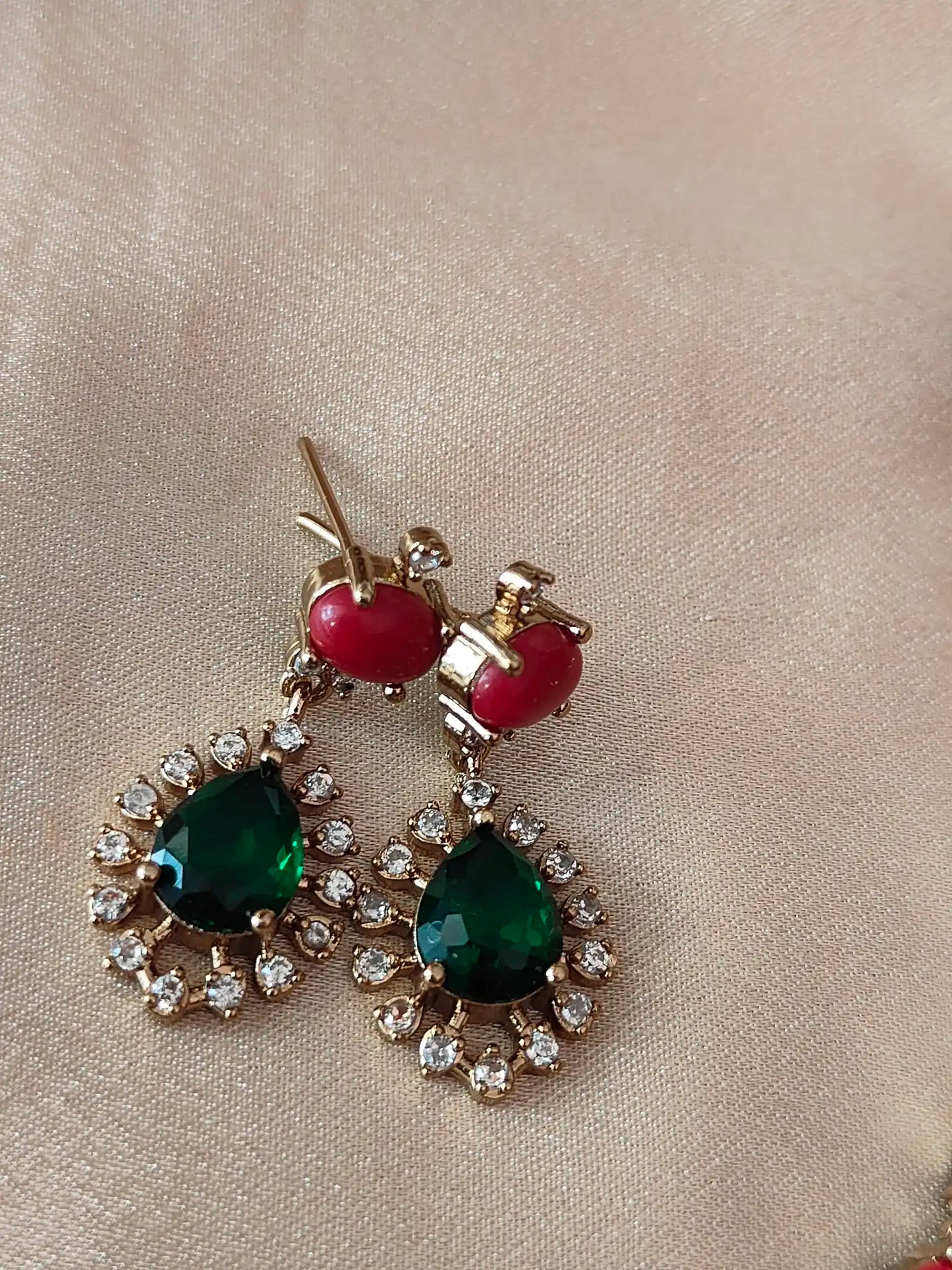 Royal Emerald-Ruby CZ Bridal Necklace Set Ad0023
