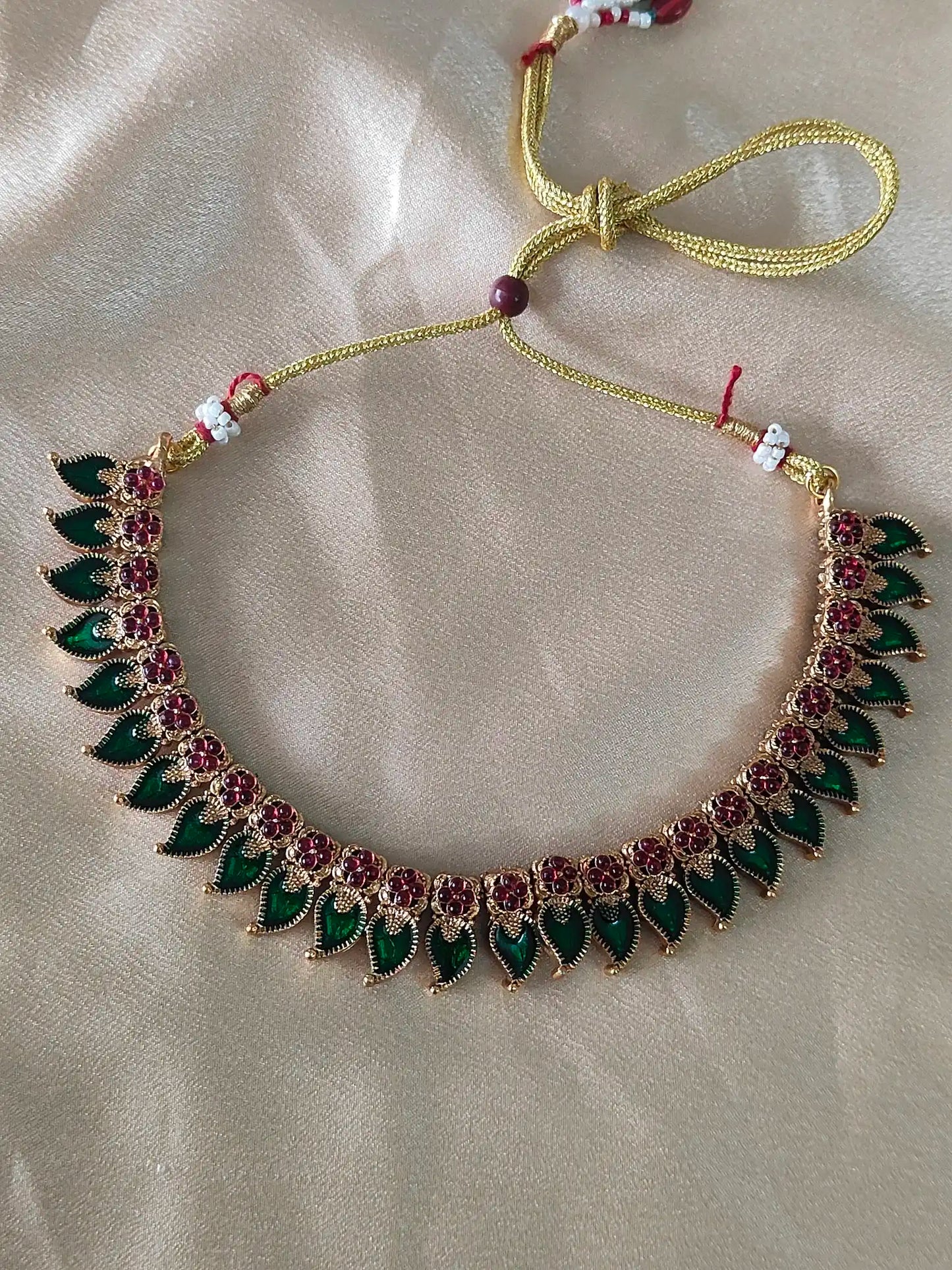 Dual-Side Reversible Necklace Set – Pink & Green with 2 Matching Earring Pairs