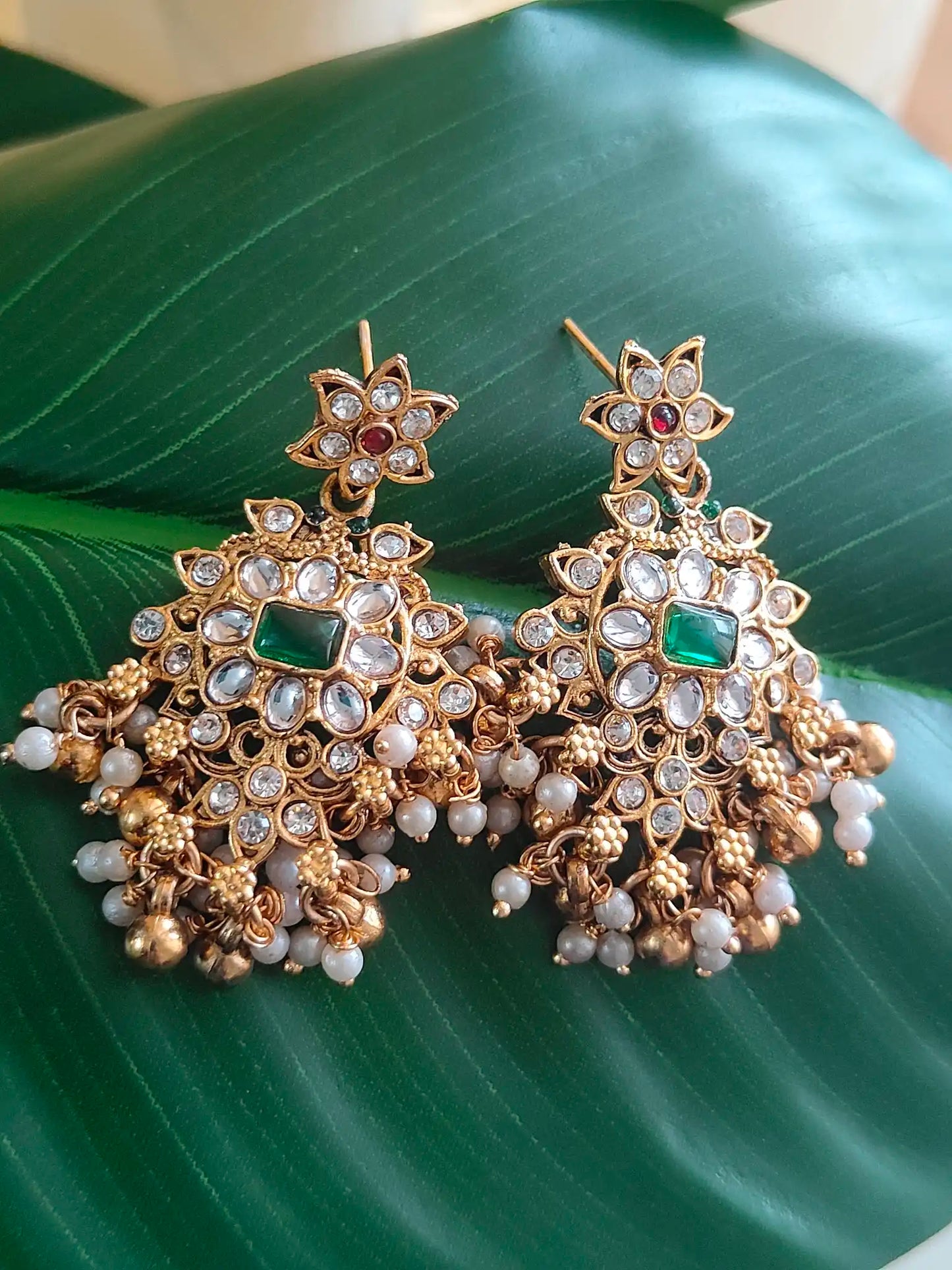 Royal Ruby-Green Temple Necklace Set. Code - 137