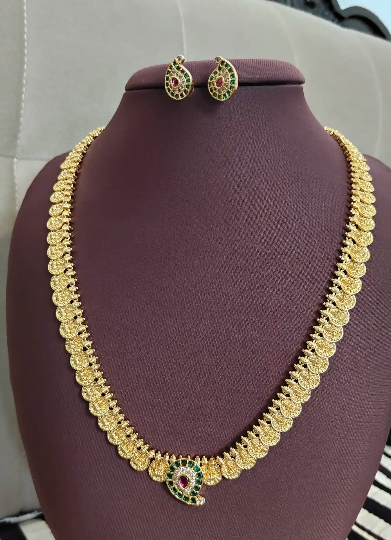 Lakshmi Coin Haram with mango pendant. C- 195
