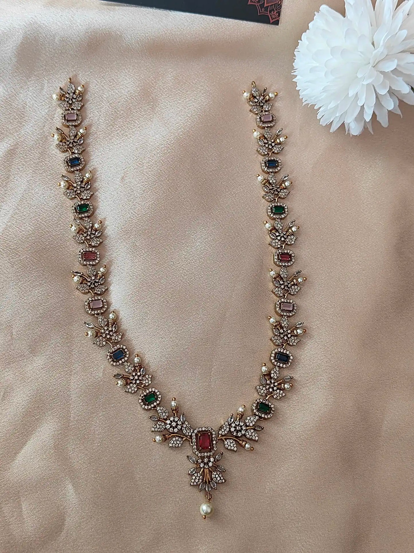 Antique Multistone Necklace Set with Earrings. Ad0022