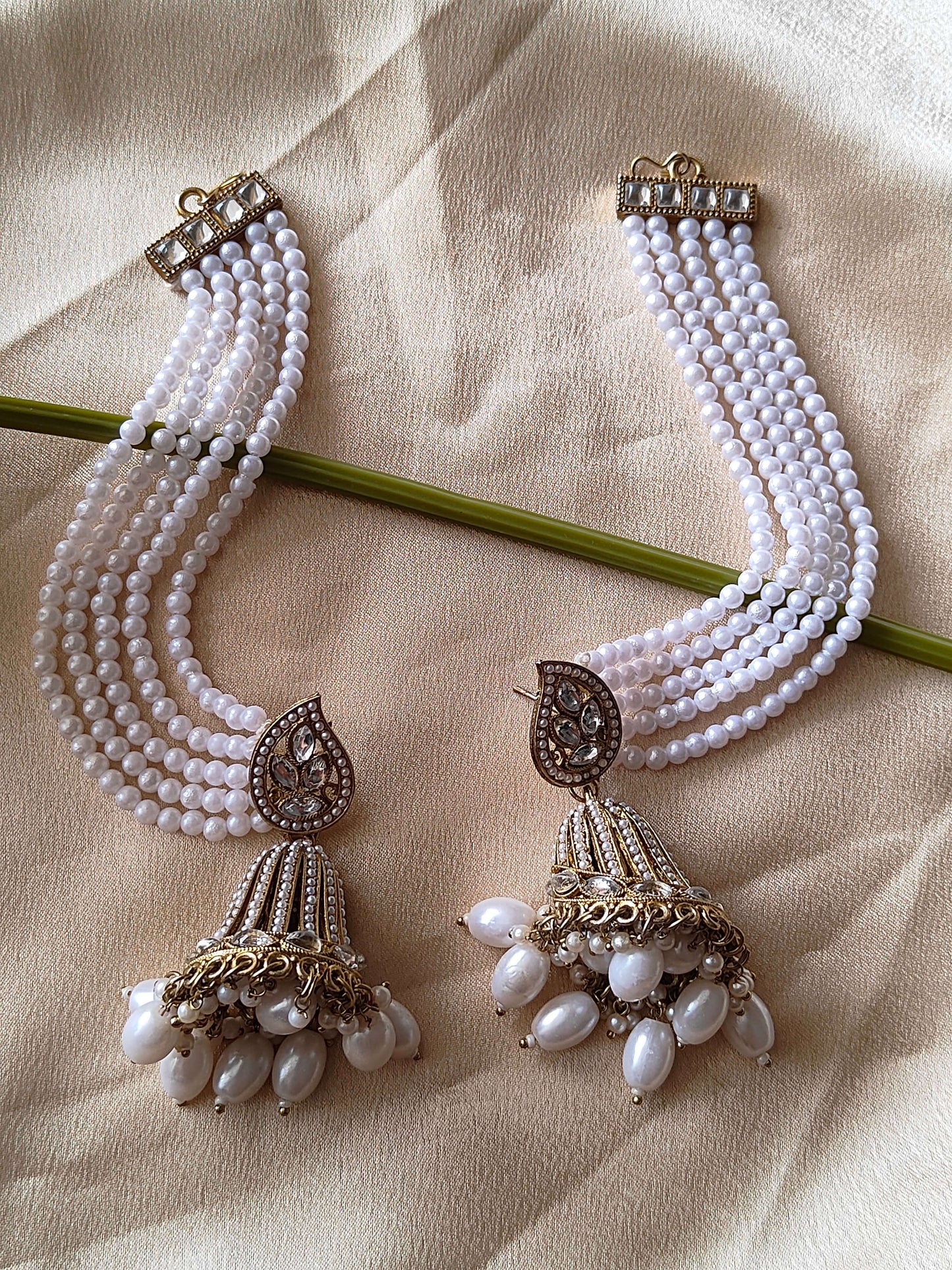 Pearl Elegance: Royal Multi-Strand Passa Earrings