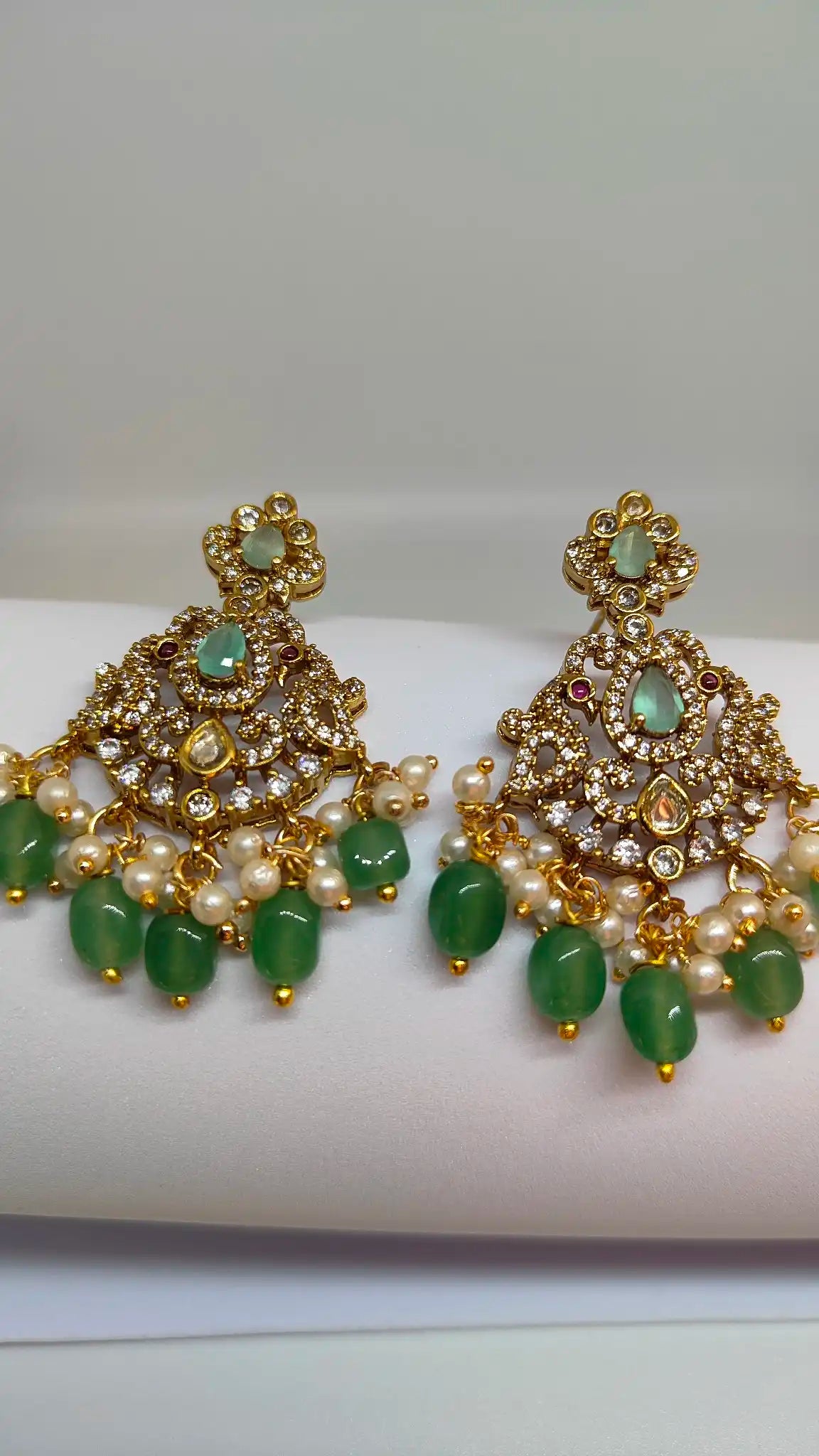 Emerald Pearl Peacock Necklace Set