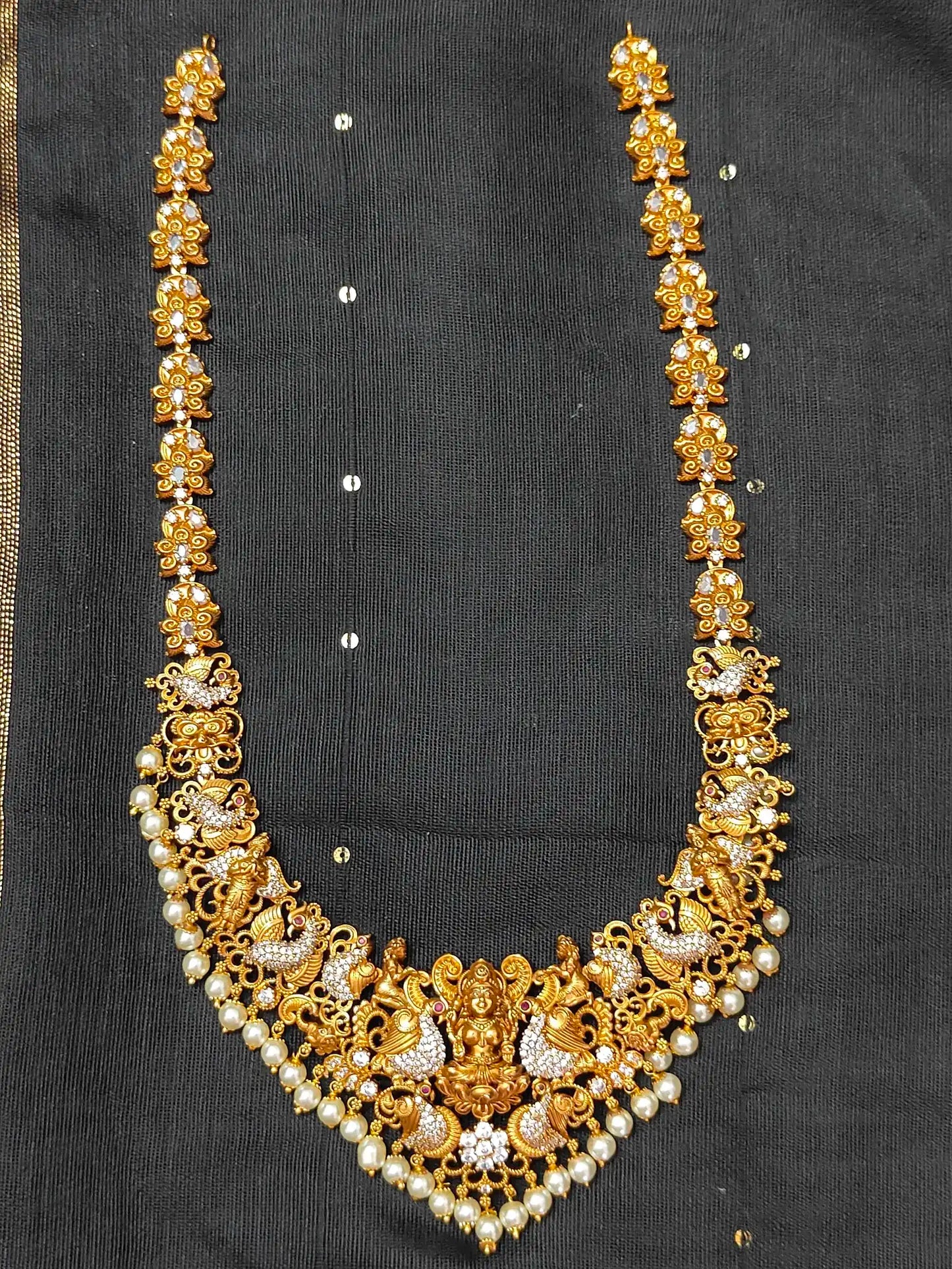 Lakshmi Peacock Temple Long Necklace C-126
