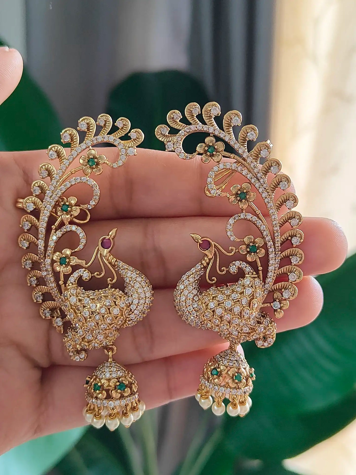 Peacock Ear Cuff with Jhumka. 168