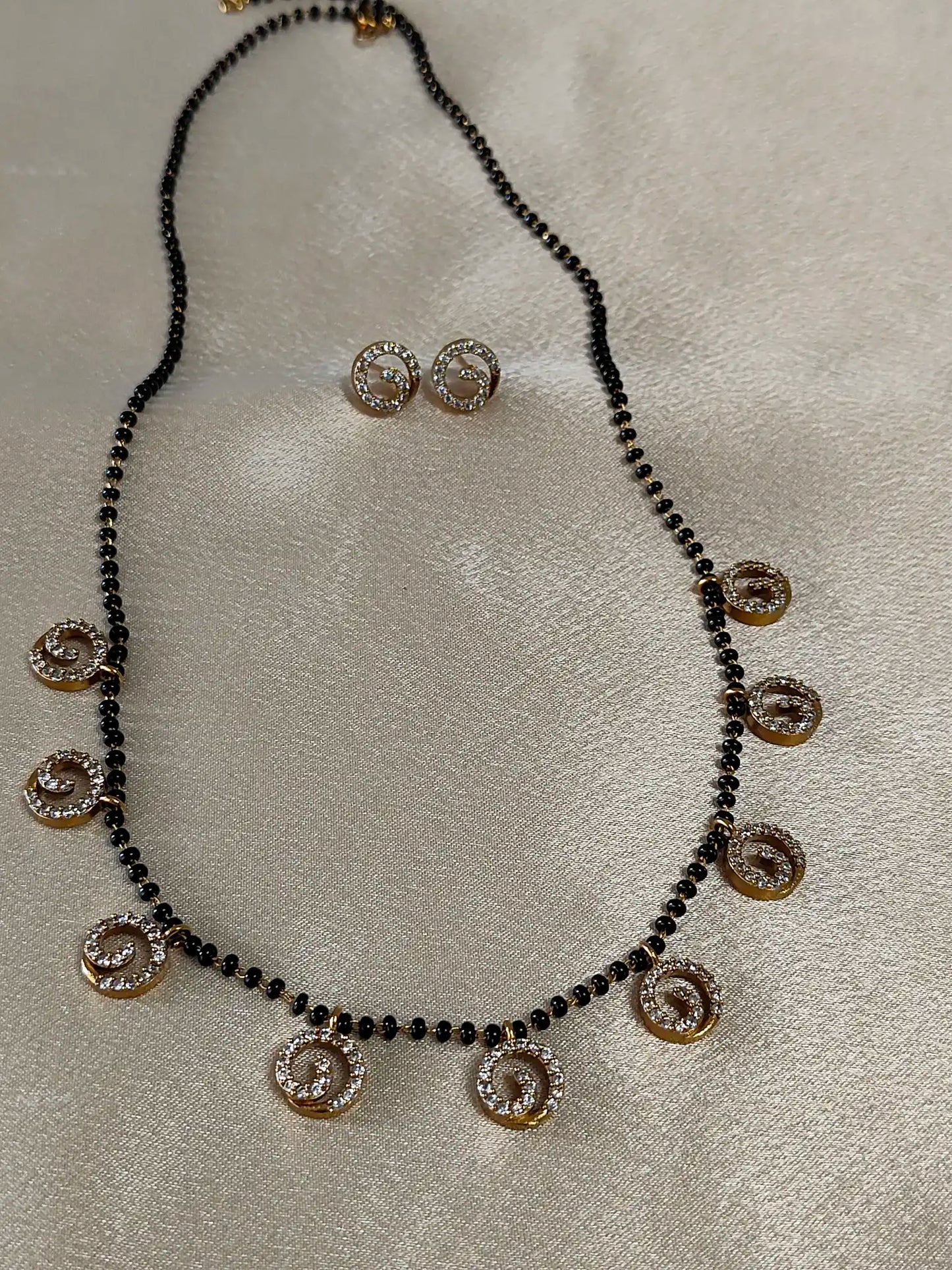 Sparkle Swirl Mangalsutra Set. Code - 162