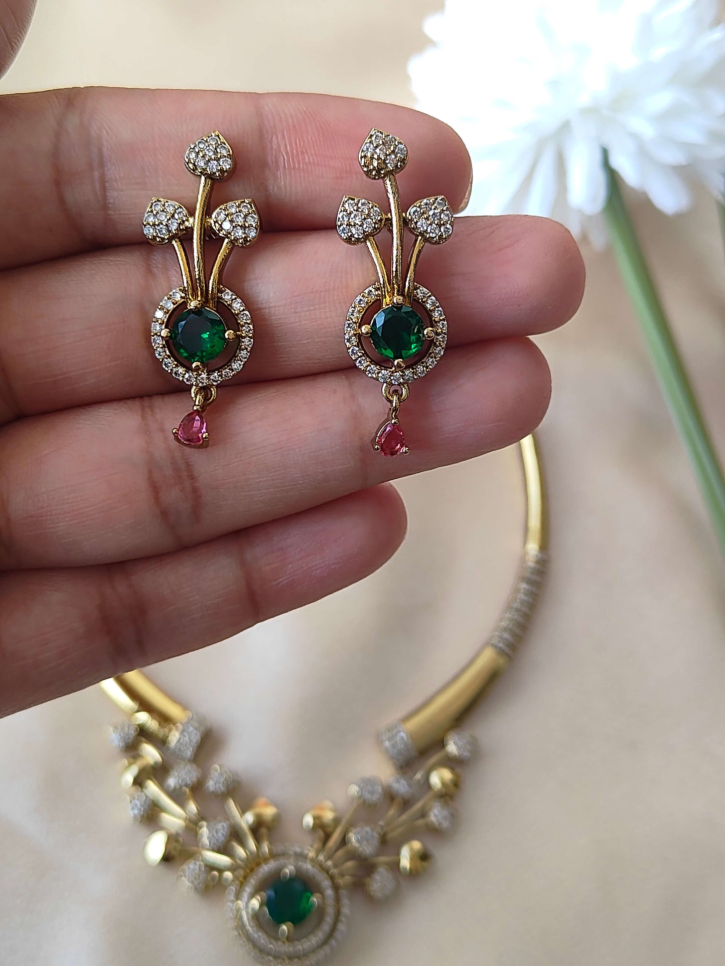 Regal Bloom Moissanite Necklace Set