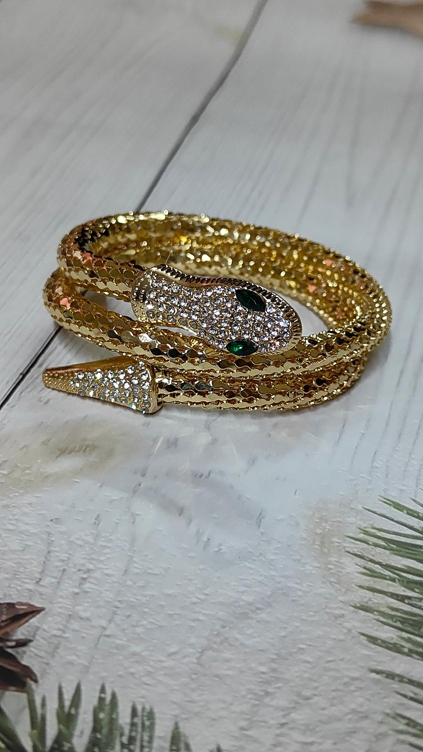 Regal Serpent – Stunning Snake Bracelet with AD Stones (Anti-Tarnish)