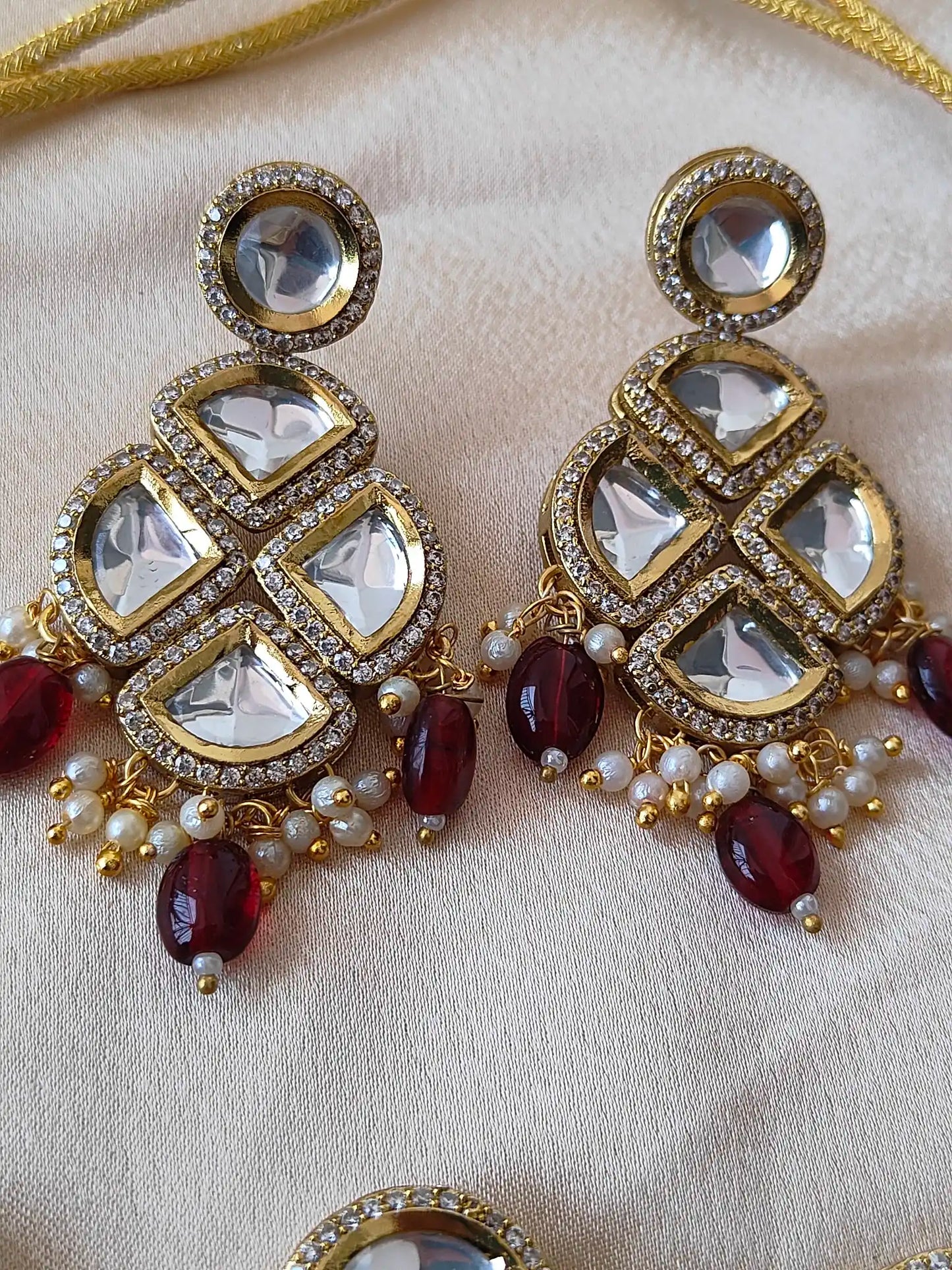 Royal Kundan Choker Set with Ruby Red Beads & Earrings