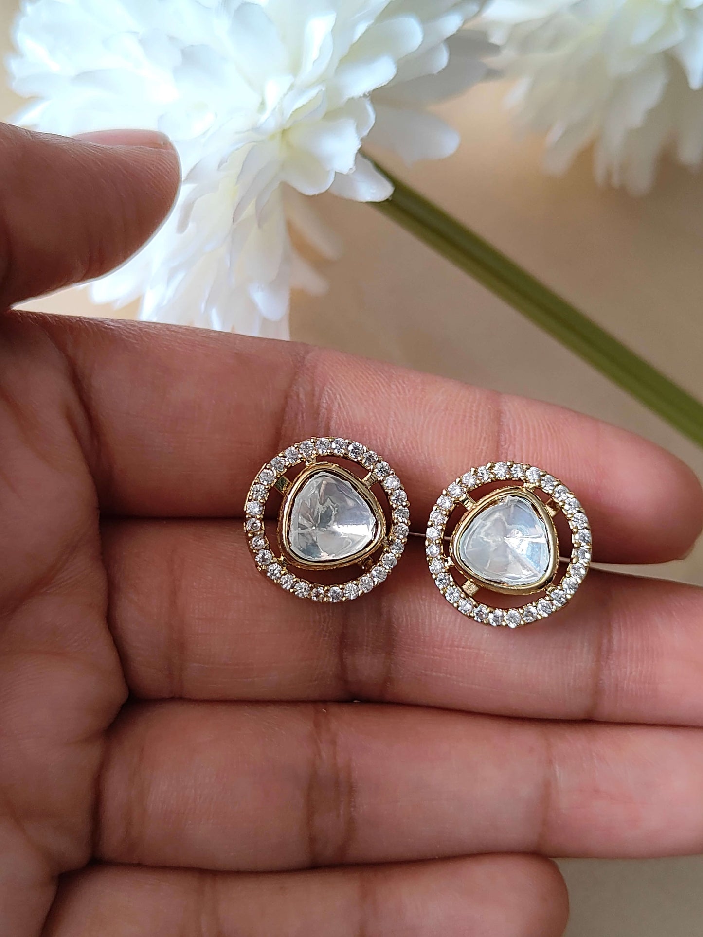 Crystal Radiance: Classic Kundan Studs