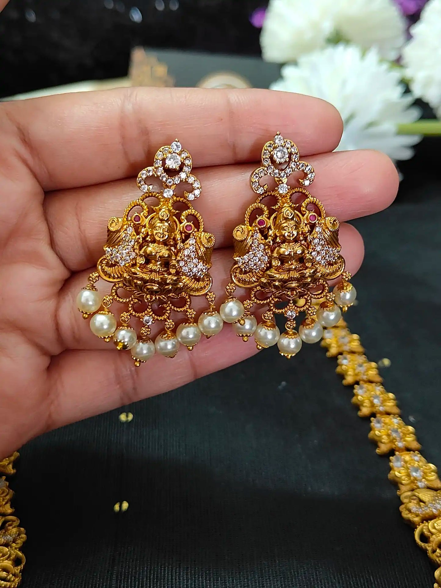 Lakshmi Peacock Temple Long Necklace C-126