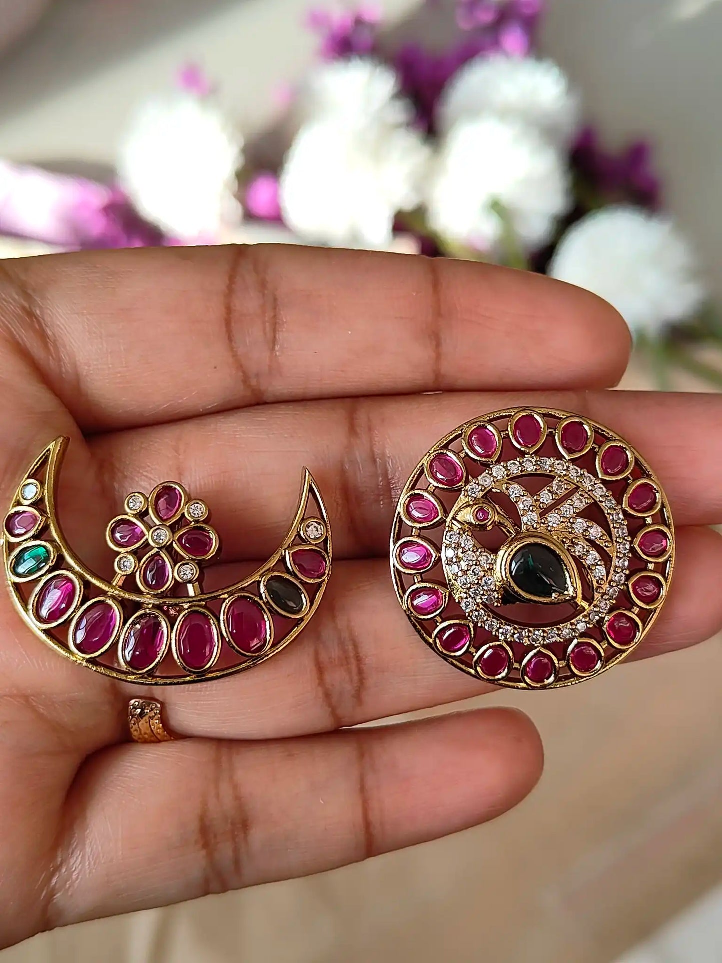 Premium kemp Stone Jada Billa Set – Sun & Moon Motif. Code - 140