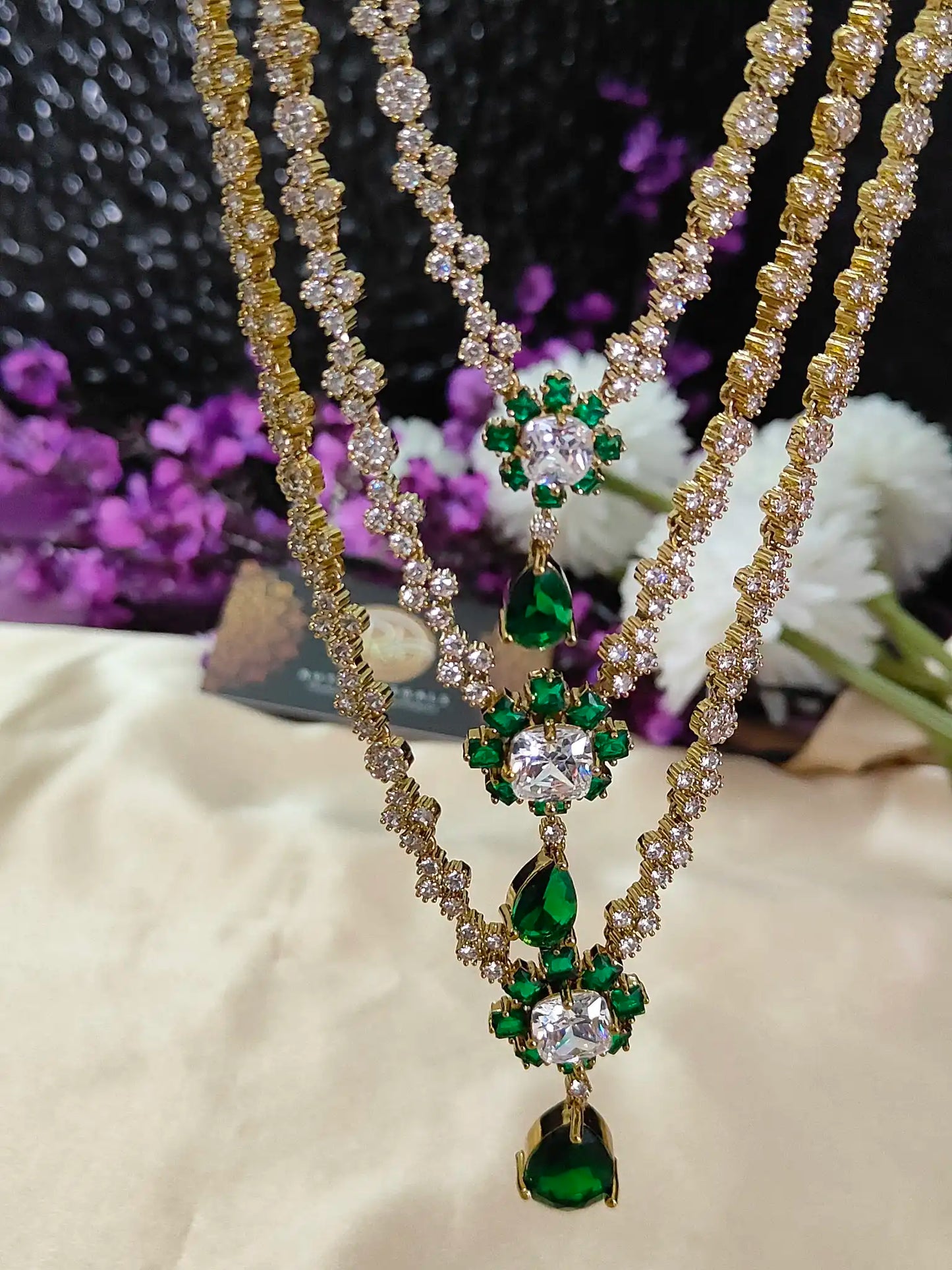 Royal Emerald Triple-Layer Long Haram – Neeta Ambani Inspired - na0022