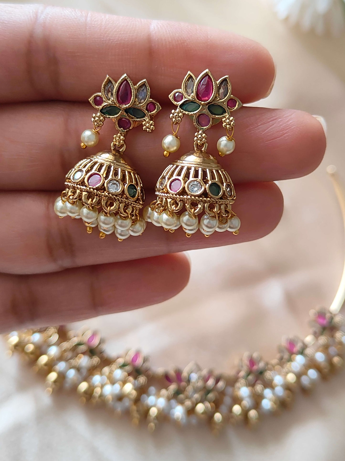 Gold plated kemp Stone Lotus hasli set c- lh0022