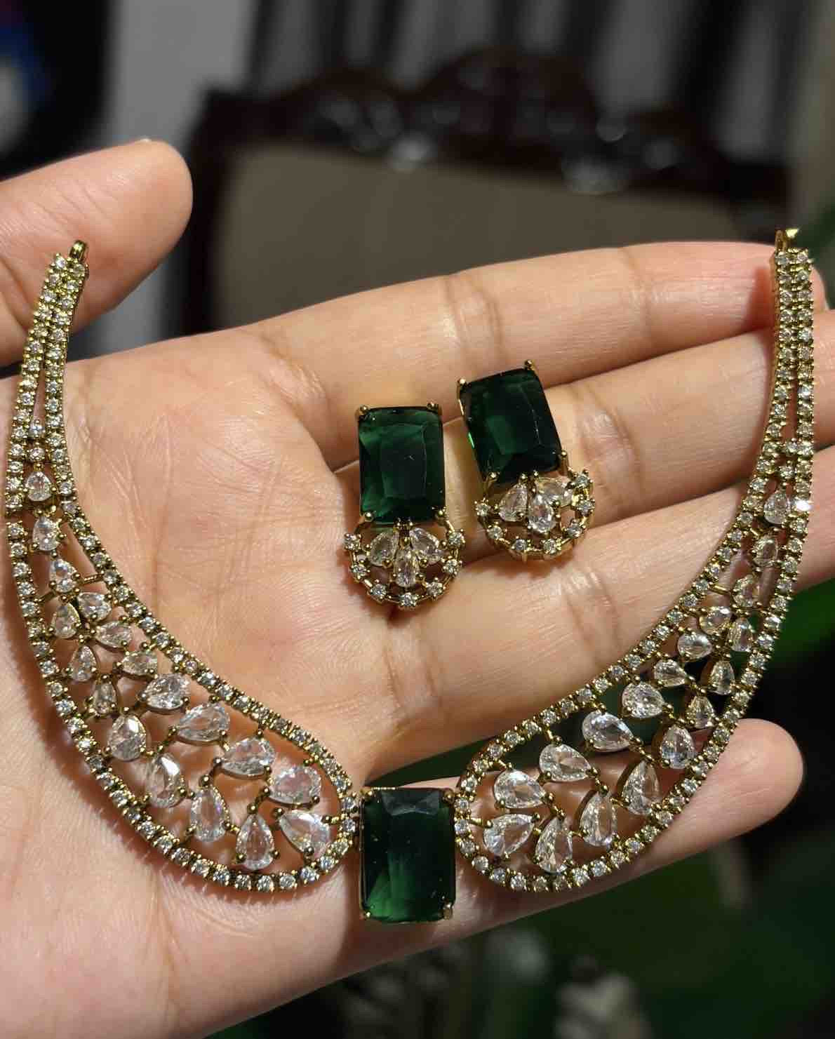 Emerald Bloom Diamond Necklace Set. C- 173