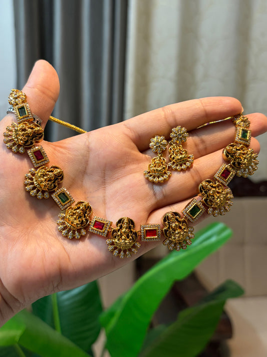 Lakshmi Antique Temple Necklace Set.c-200