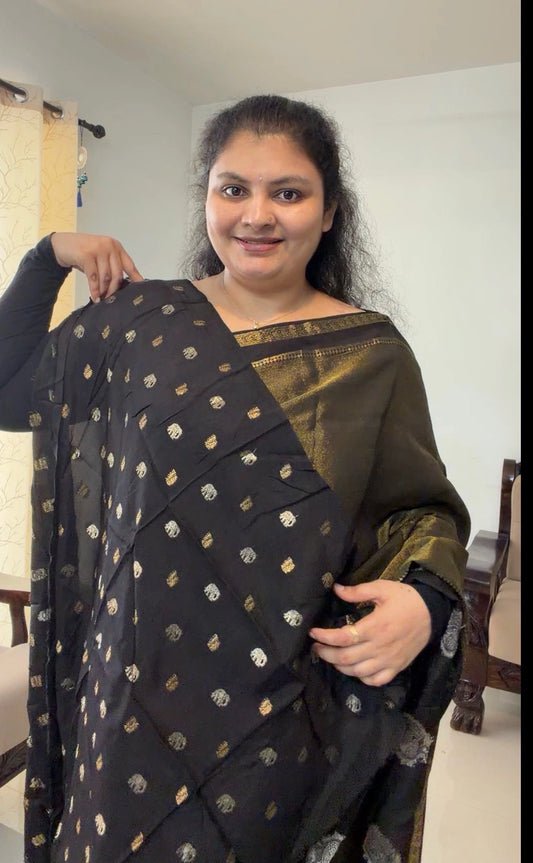 Premium Viscose Saree with Traditional Gold Woven Border