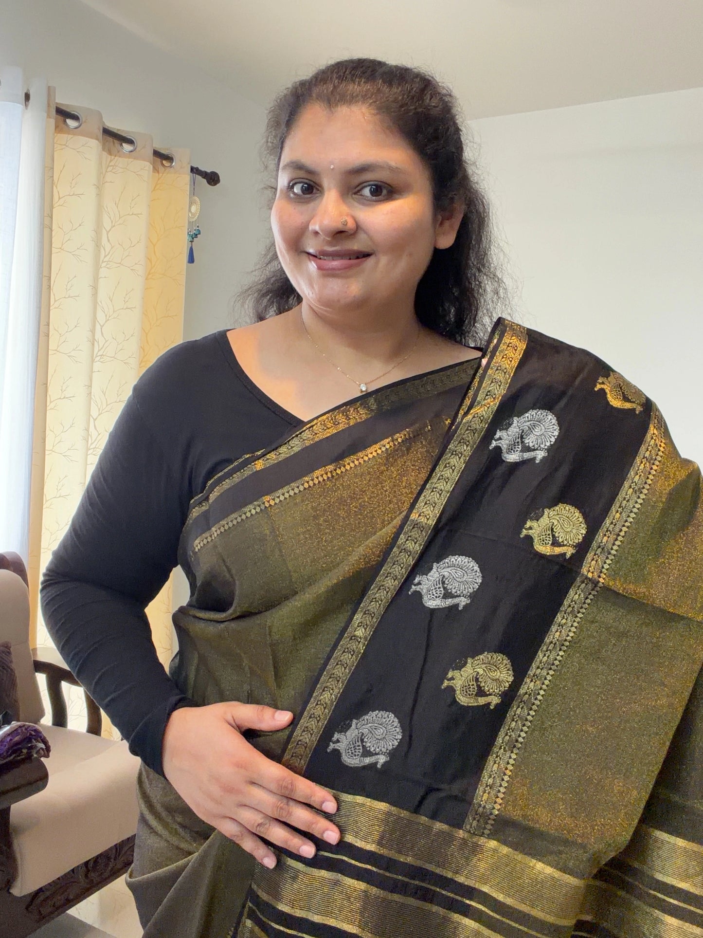 Premium Viscose Saree with Traditional Gold Woven Border