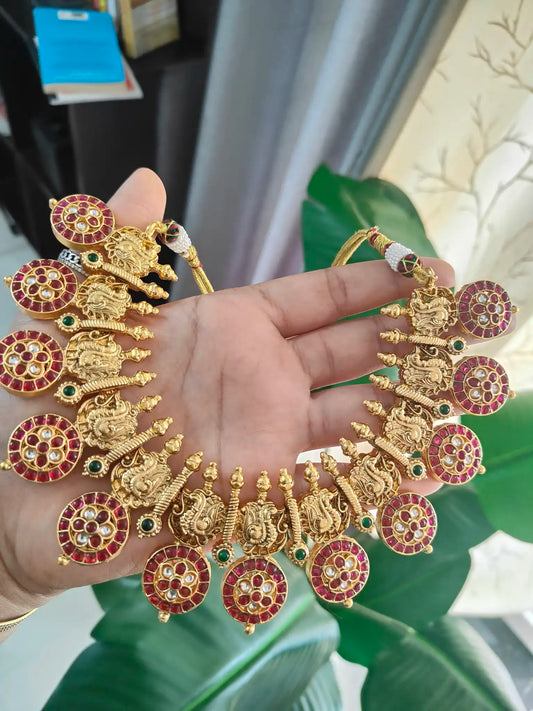 Bottu Mala – Ruby Lakshmi Temple Necklace set
C - 177