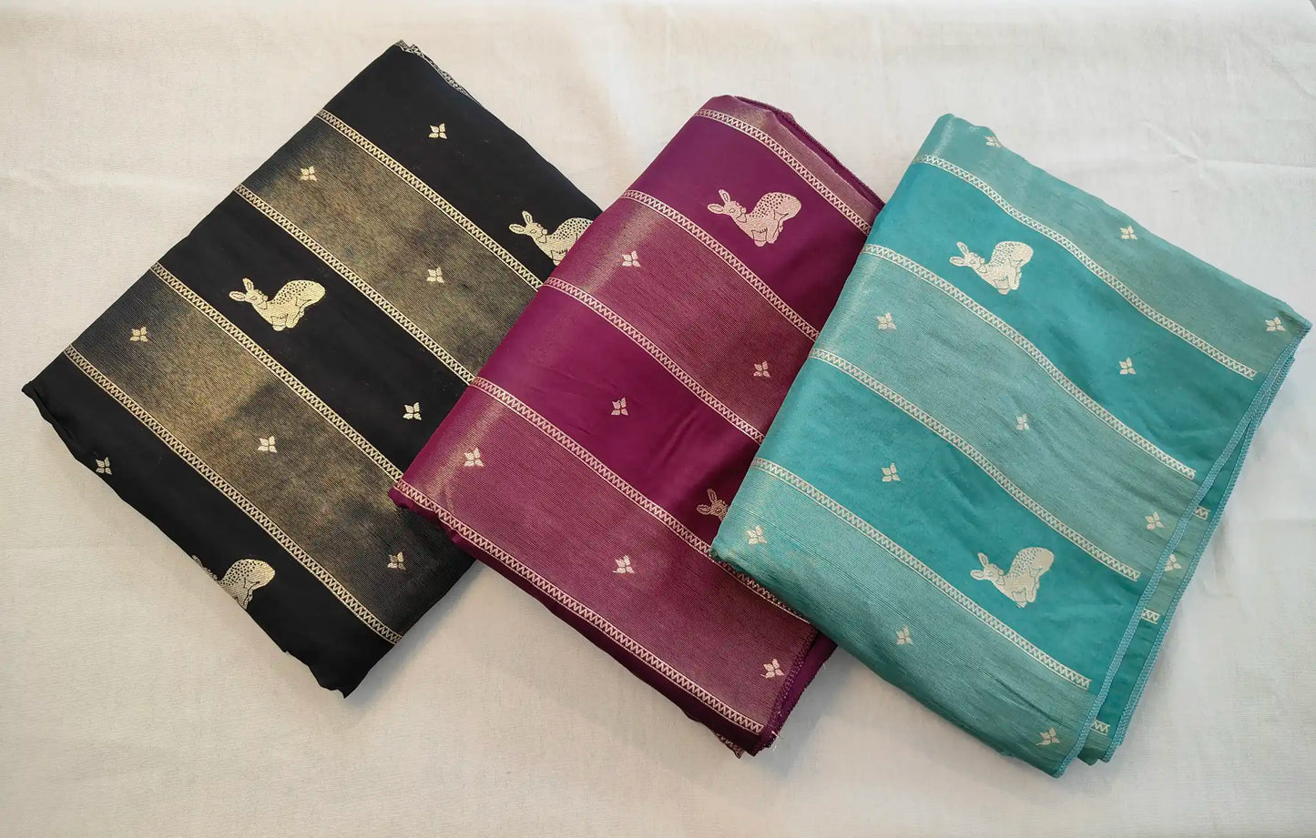 Semi Viscose Deer Motif Saree. C - Sr004