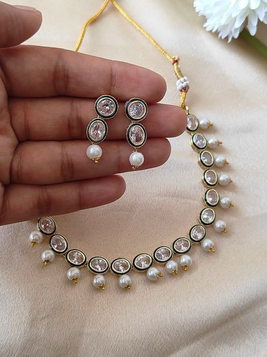 Elegant Kundan & Pearl Necklace