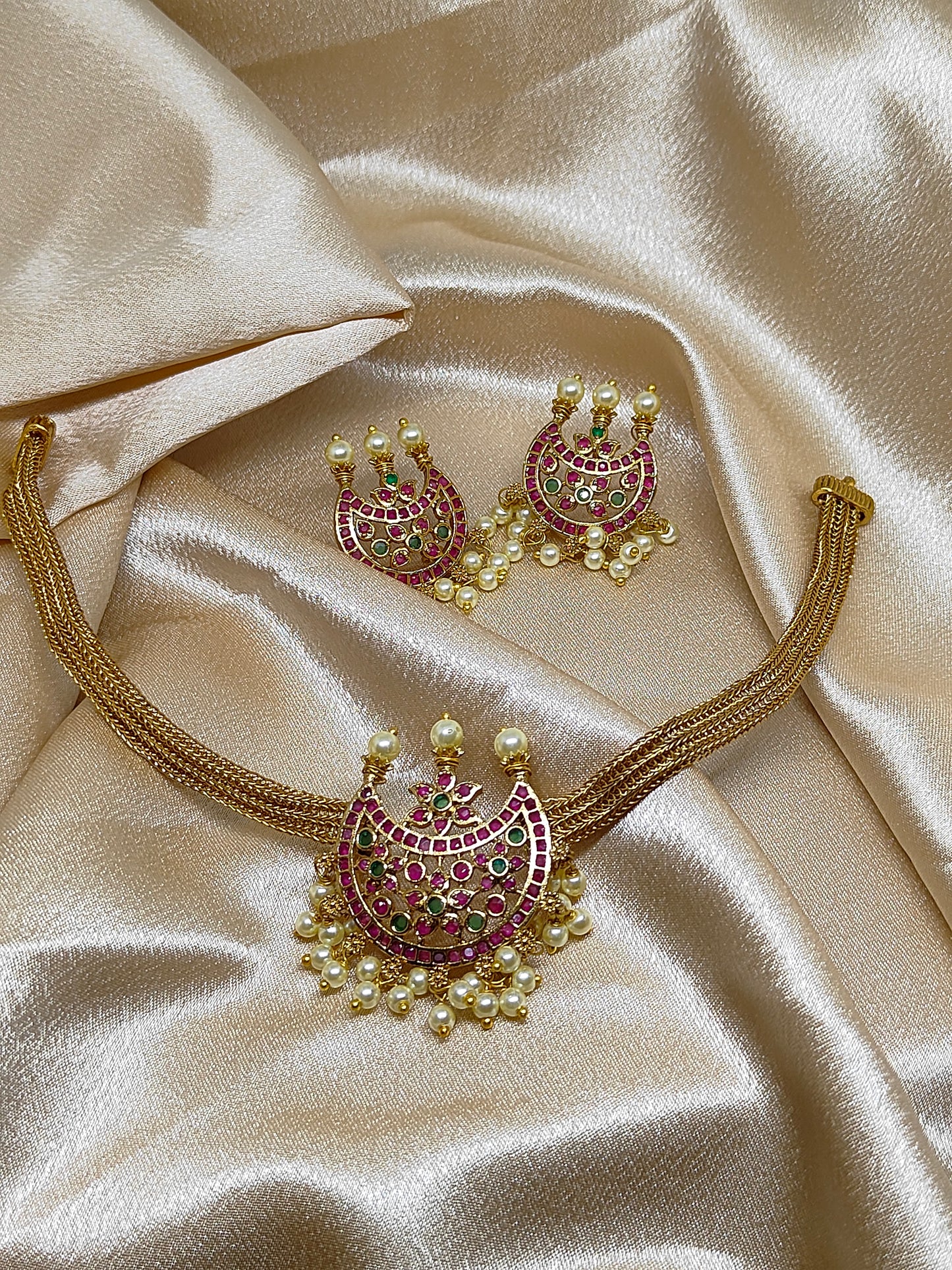 Gold-Plated Moon Choker Set.