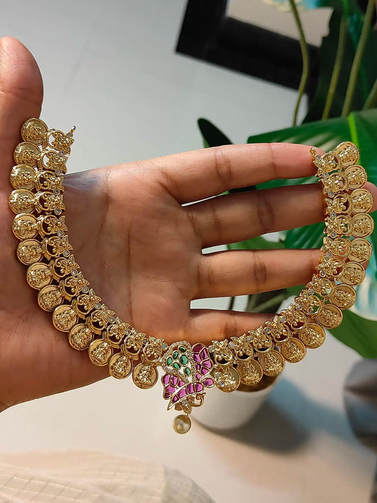 Lakshmi Kasu butterfly necklace Set.                                Code - 171