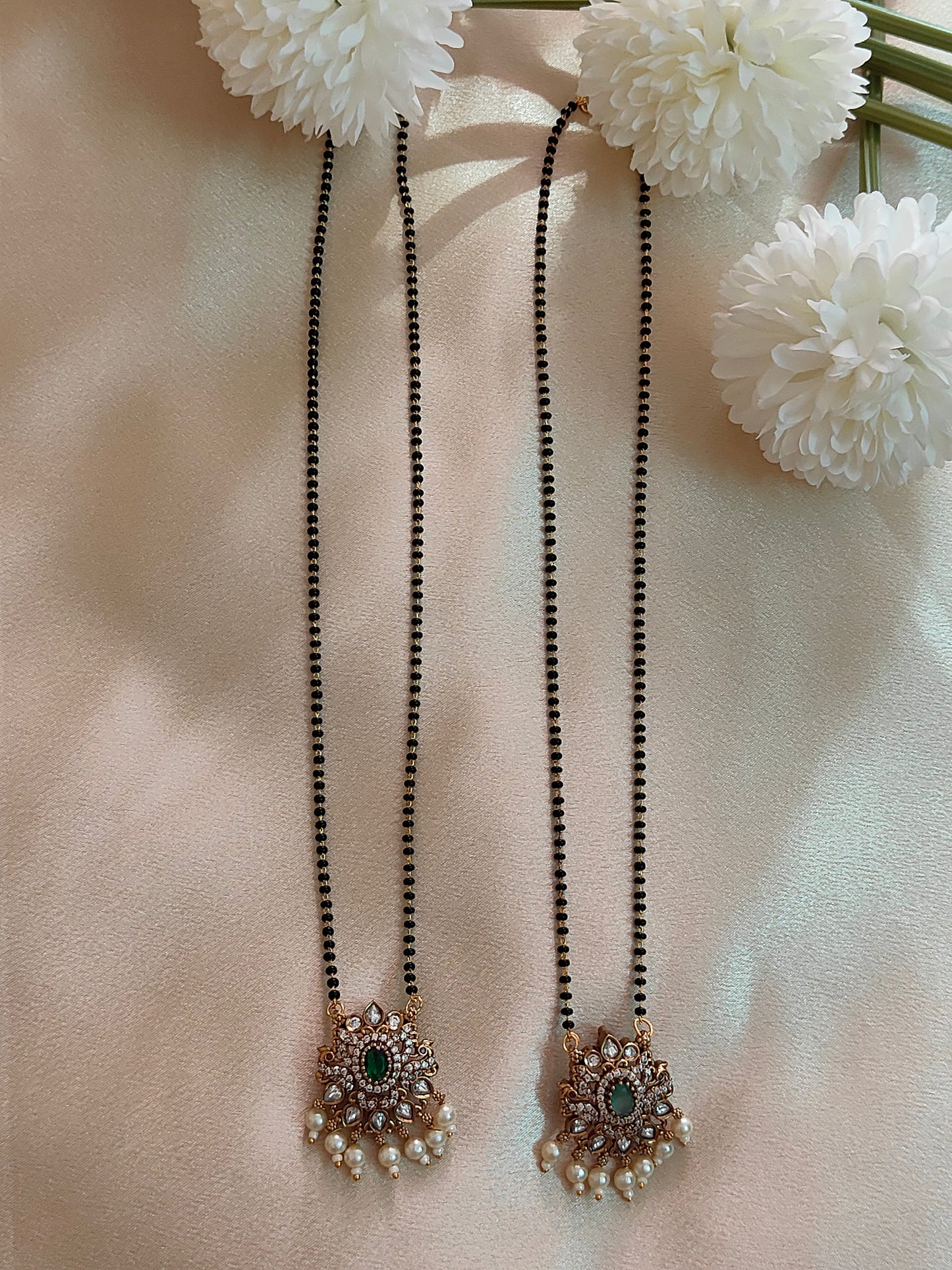 ✨ Elegant AD Stone & Pearl Mangalsutra ✨ms0023