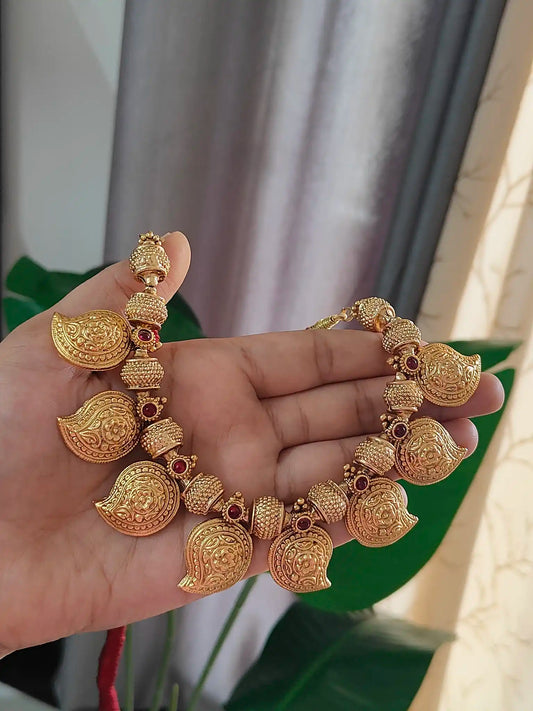 Traditional Mango Design Necklace with Earrings.                C - 178