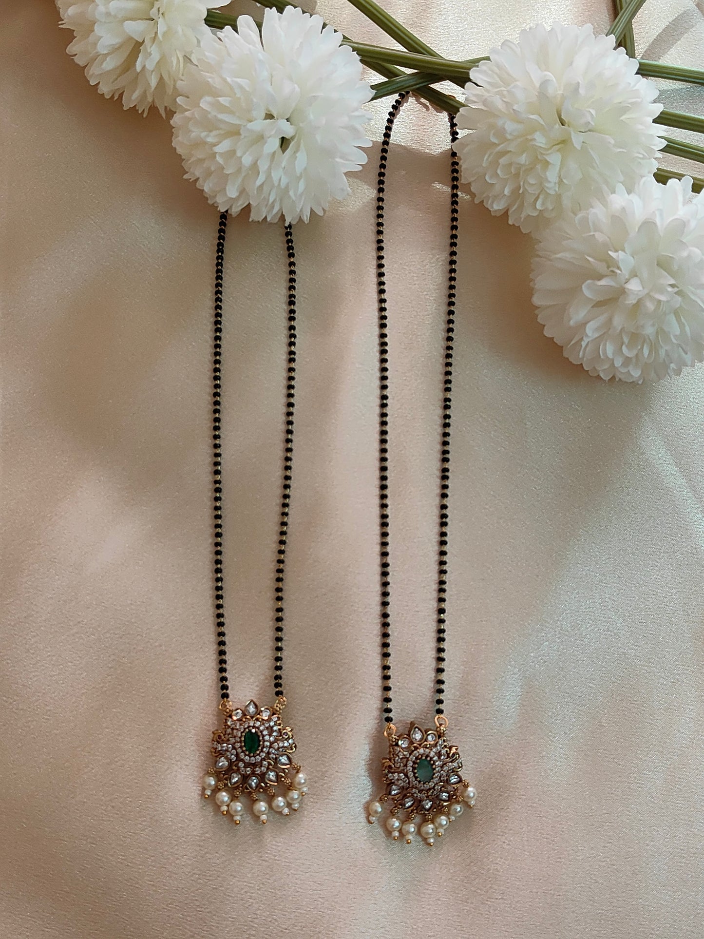 ✨ Elegant AD Stone & Pearl Mangalsutra ✨ms0023