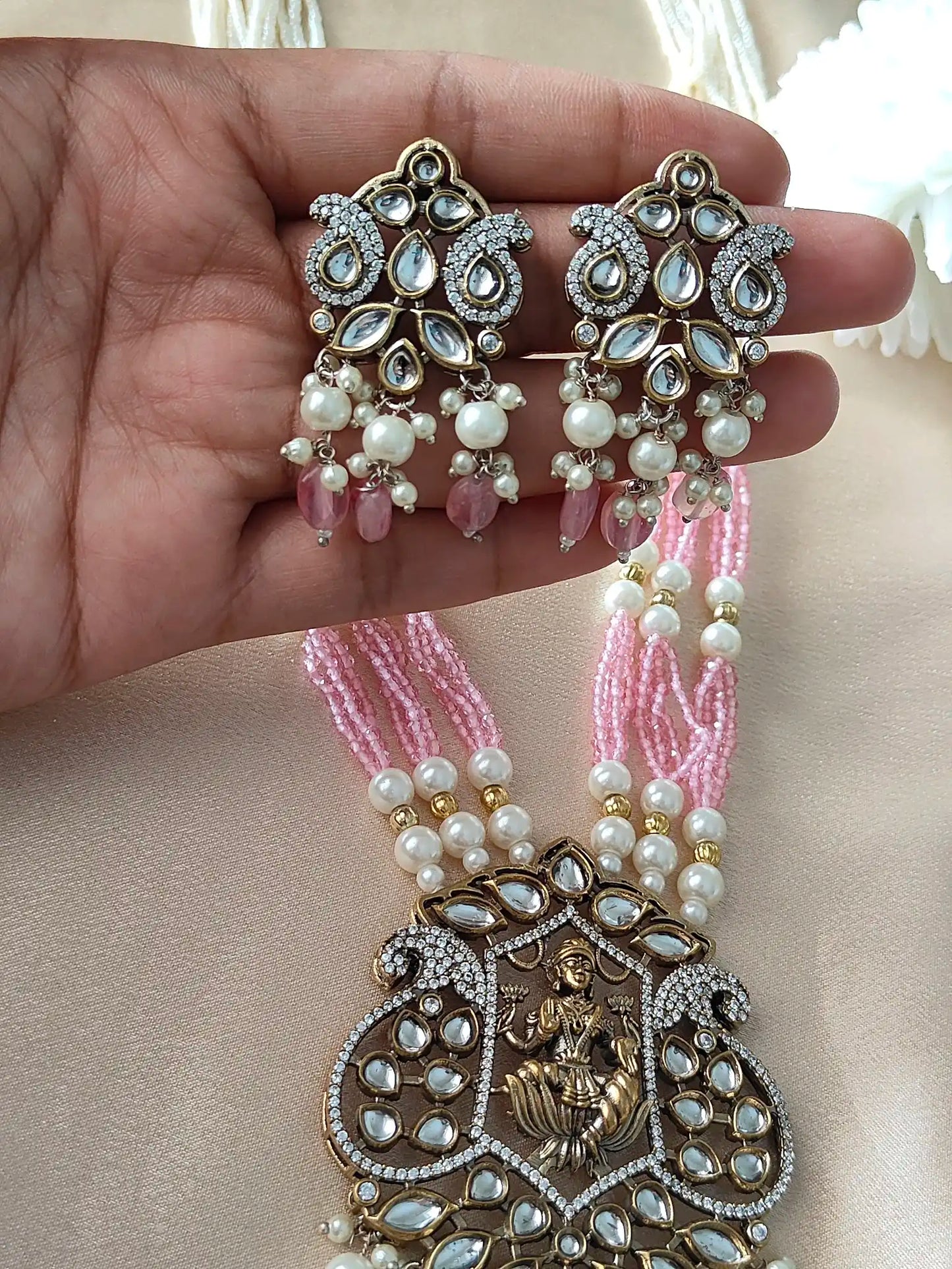 Lakshmi Divine Pink Pearl Haram Set