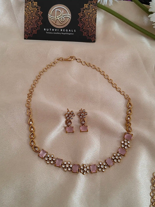 Sparkling CZ Stone Short Necklaces – 3 Unique Styles          code - 128