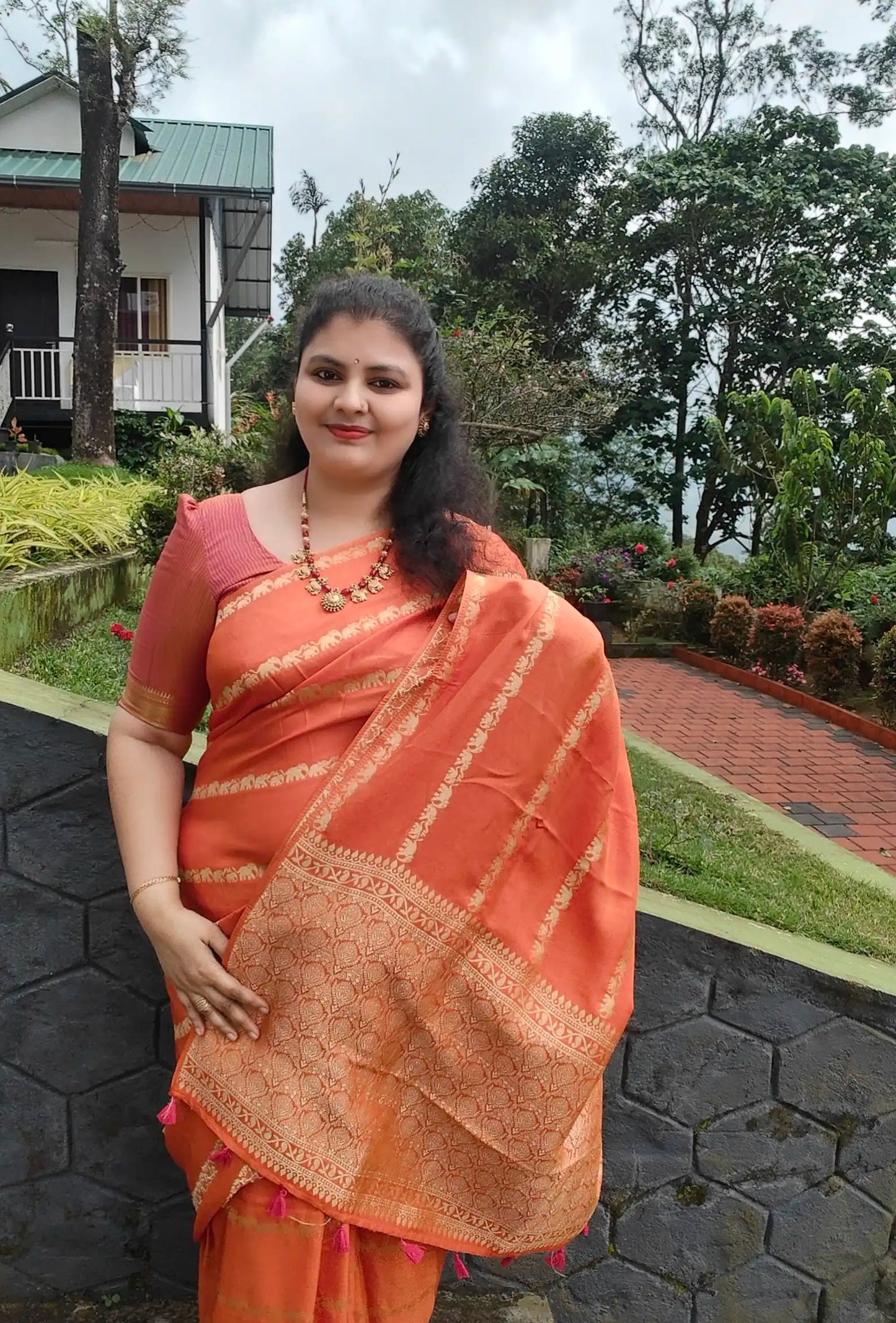 Poly Viscose Elephant design Saree. C- Sr005