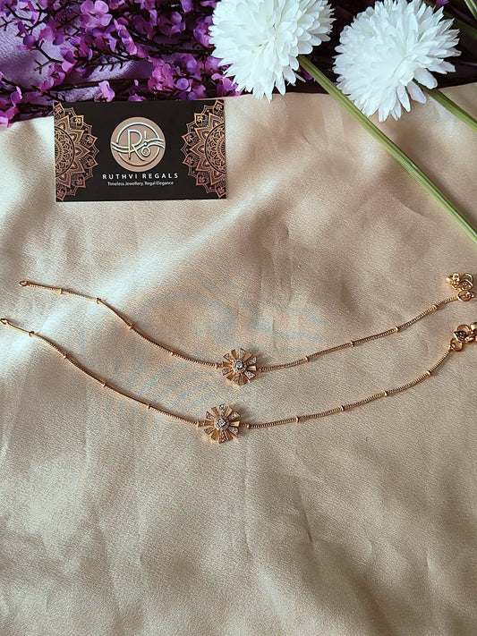 Gold-Plated Floral Stone Anklets. At0022