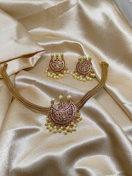 Gold-Plated Moon Choker Set.
