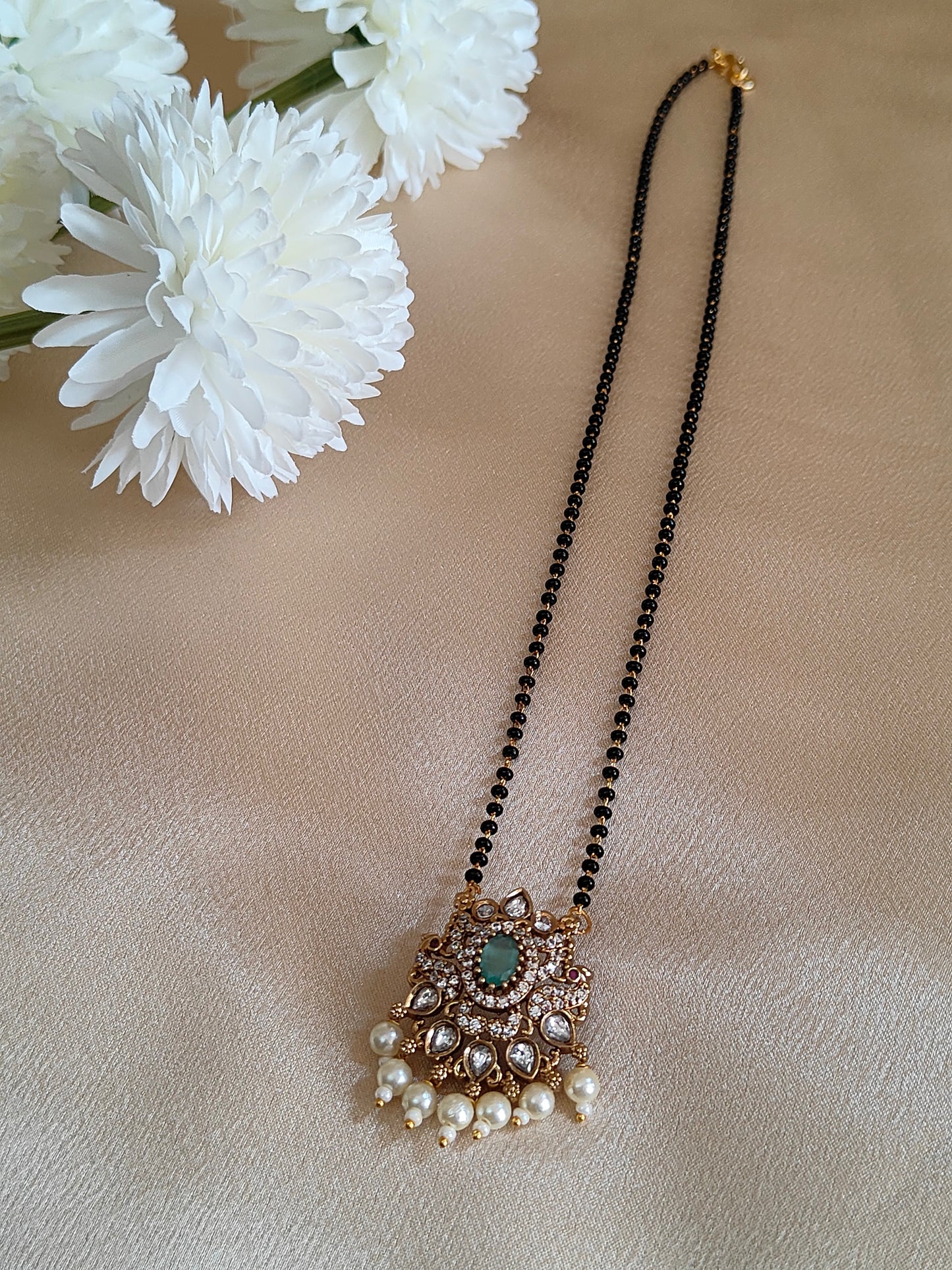 ✨ Elegant AD Stone & Pearl Mangalsutra ✨ms0023