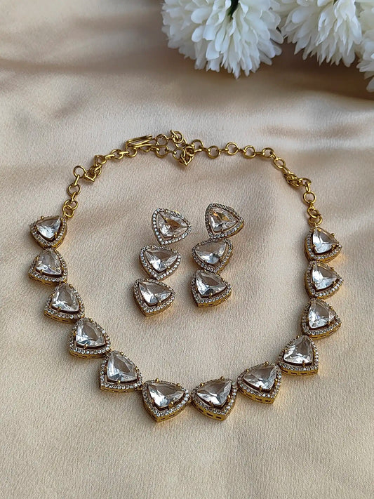 Crystal Triangle Kundan Choker Set –Ad0024