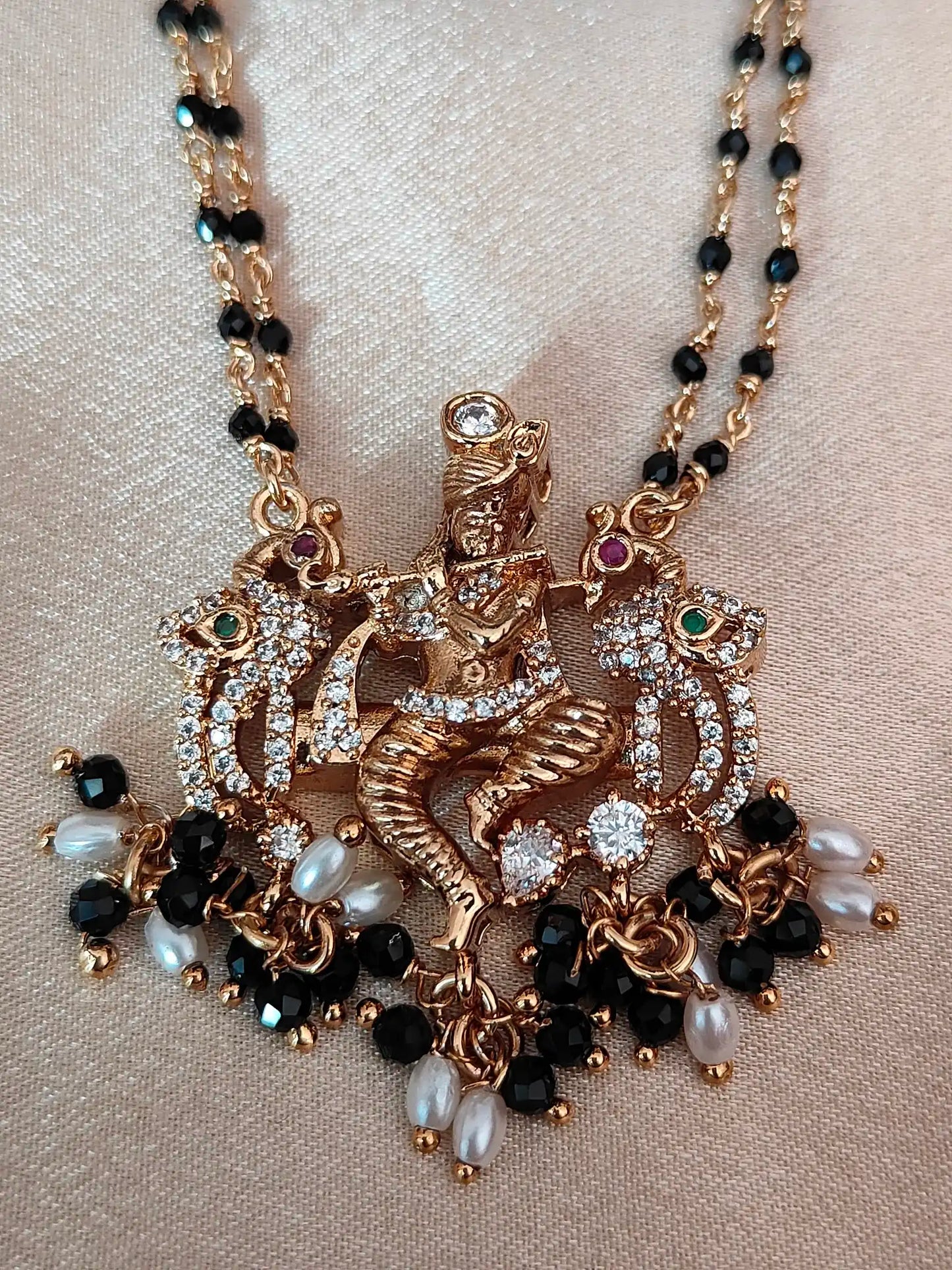 Lord Krishna Pendant Black Bead Mangalsutra                        code - 149