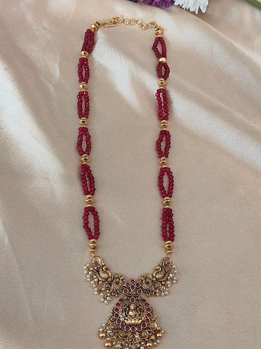 Lakshmi Temple Haram with Beaded Chain.                                Code - 152