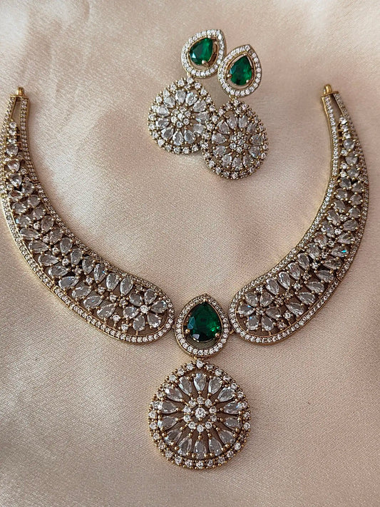Emerald Bloom Hasli-Style CZ Choker Set hn0025