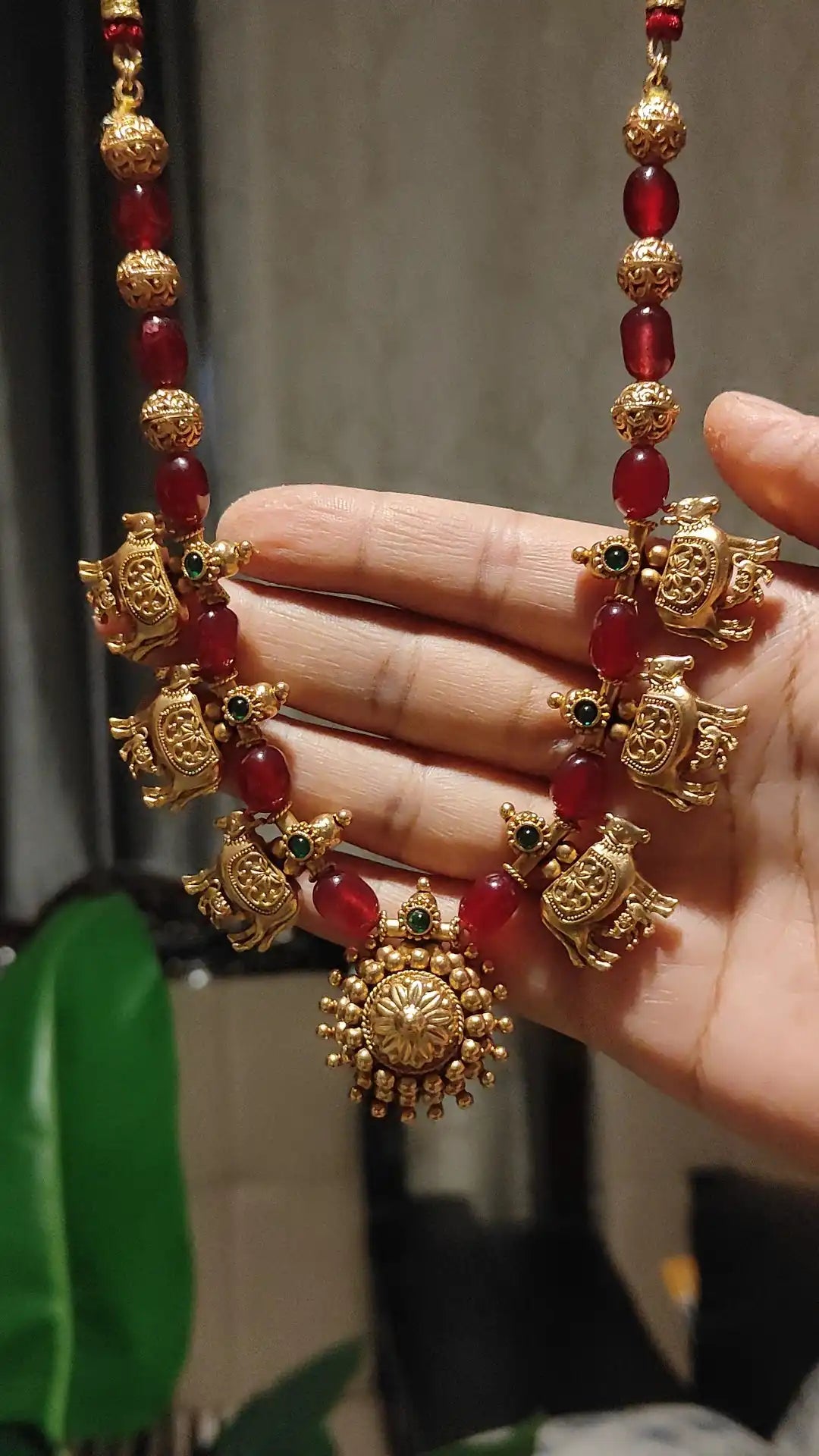 Divine Kamadhenu Cow & Calf Temple Necklace Set.C -199